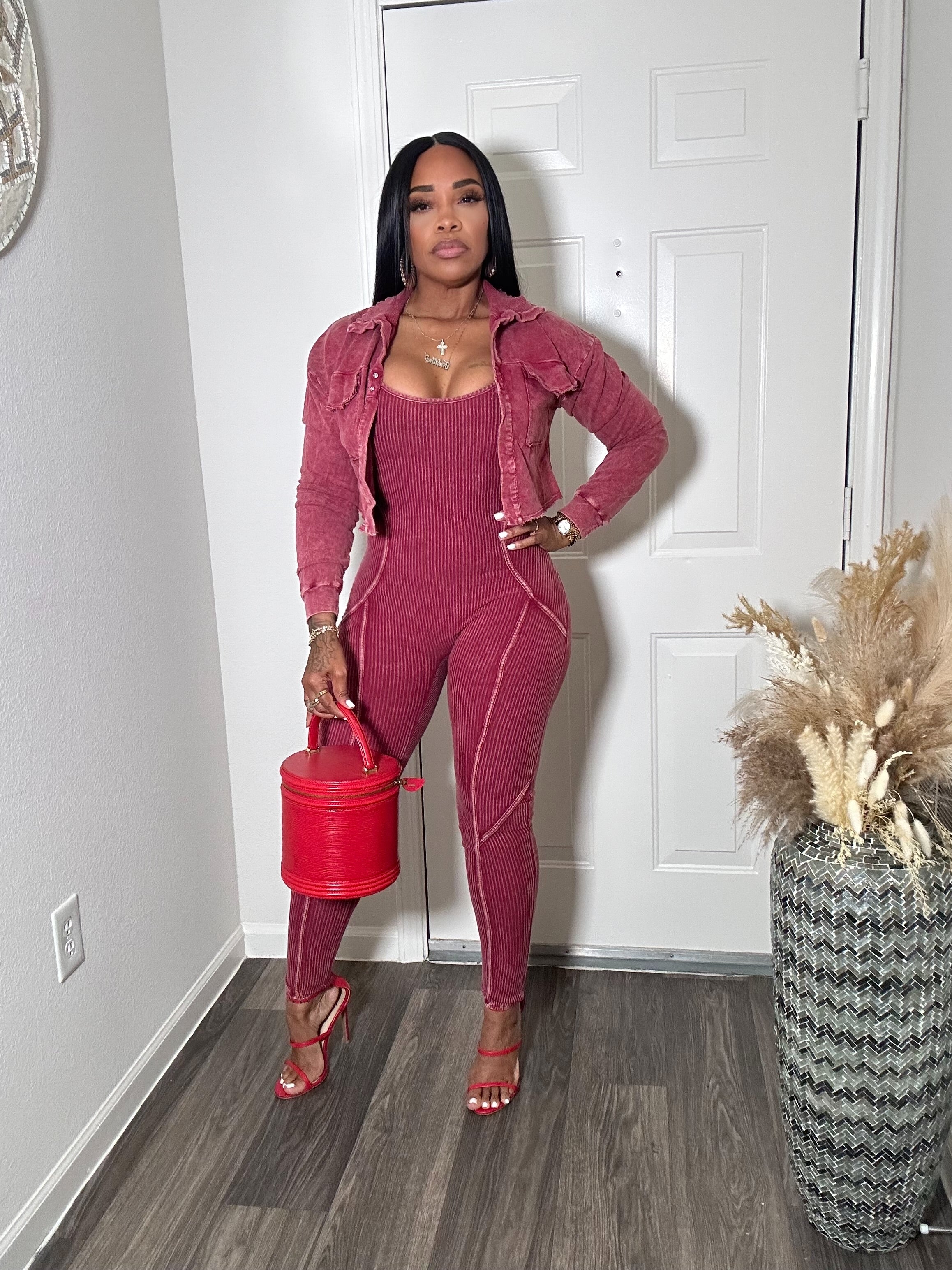 Mineral Wash Jumpsuit & Jacket Set