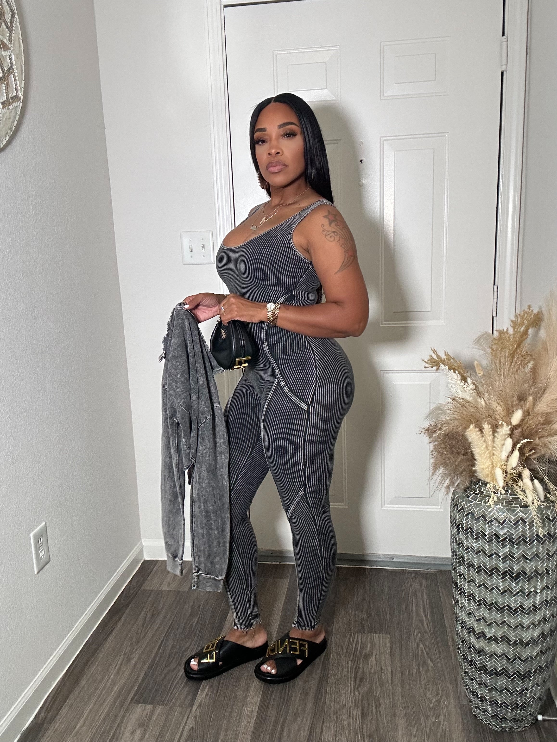 Mineral Wash Jumpsuit & Jacket Set