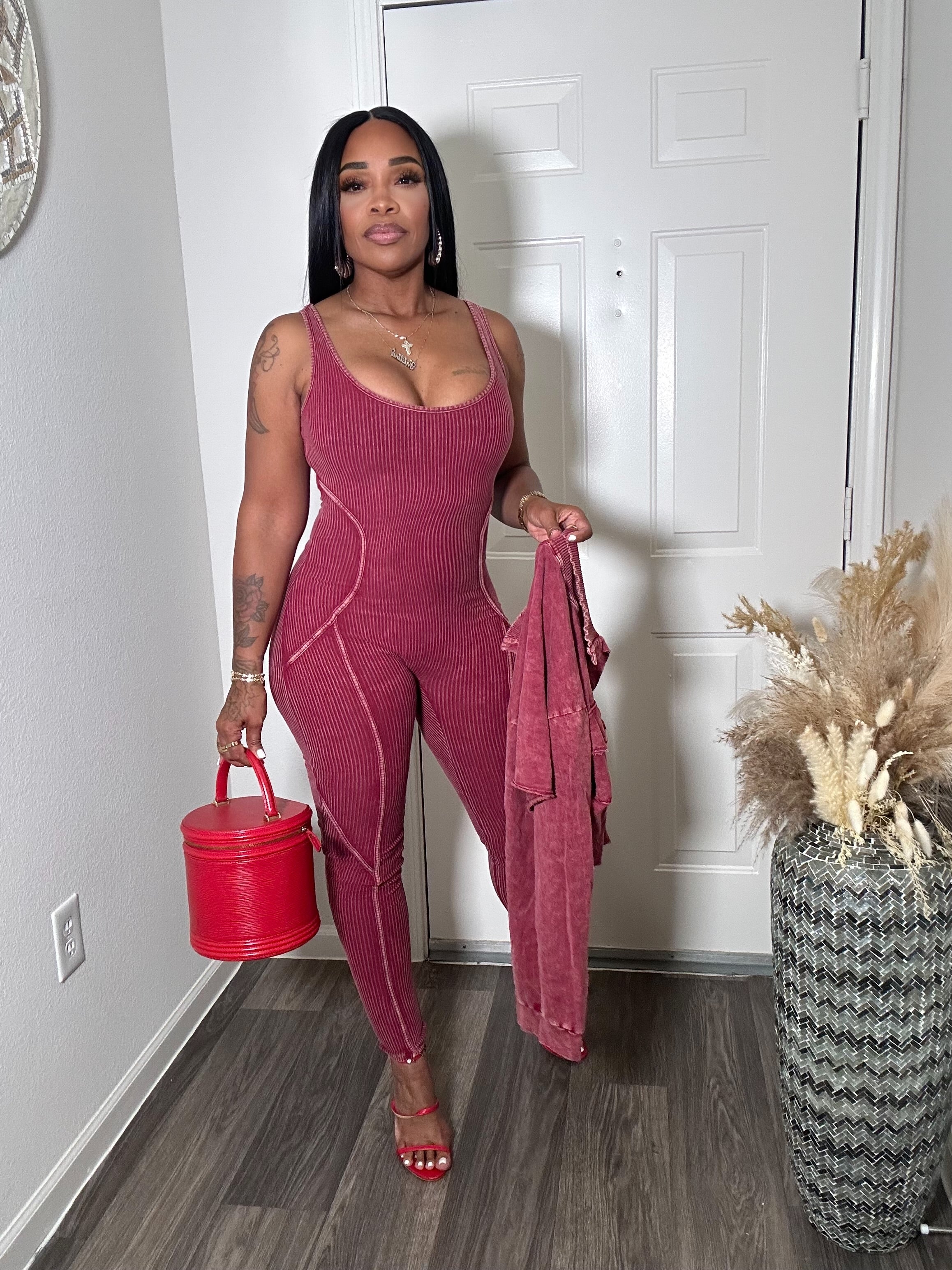 Mineral Wash Jumpsuit & Jacket Set