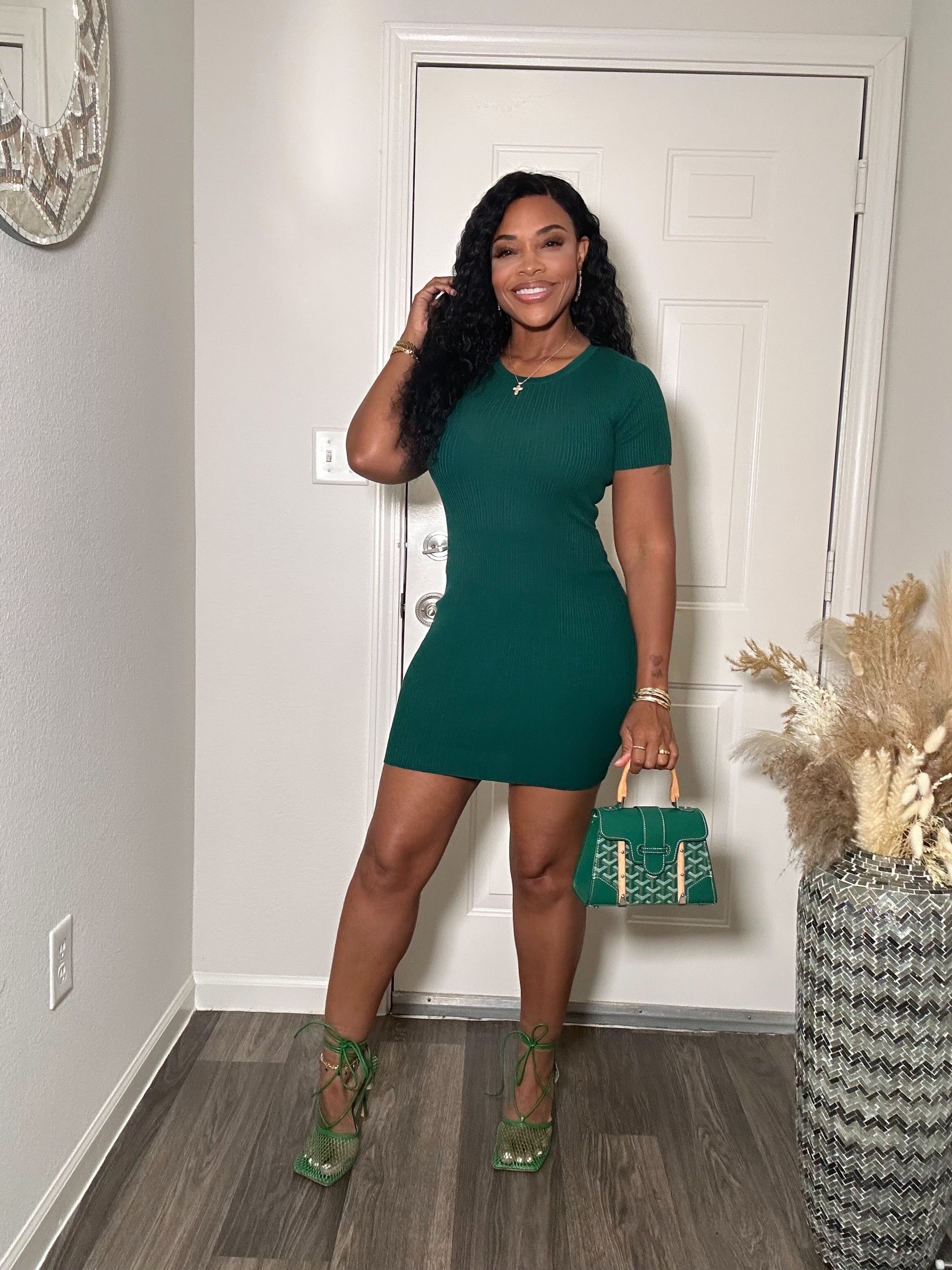 Ribbed short sleeve dress