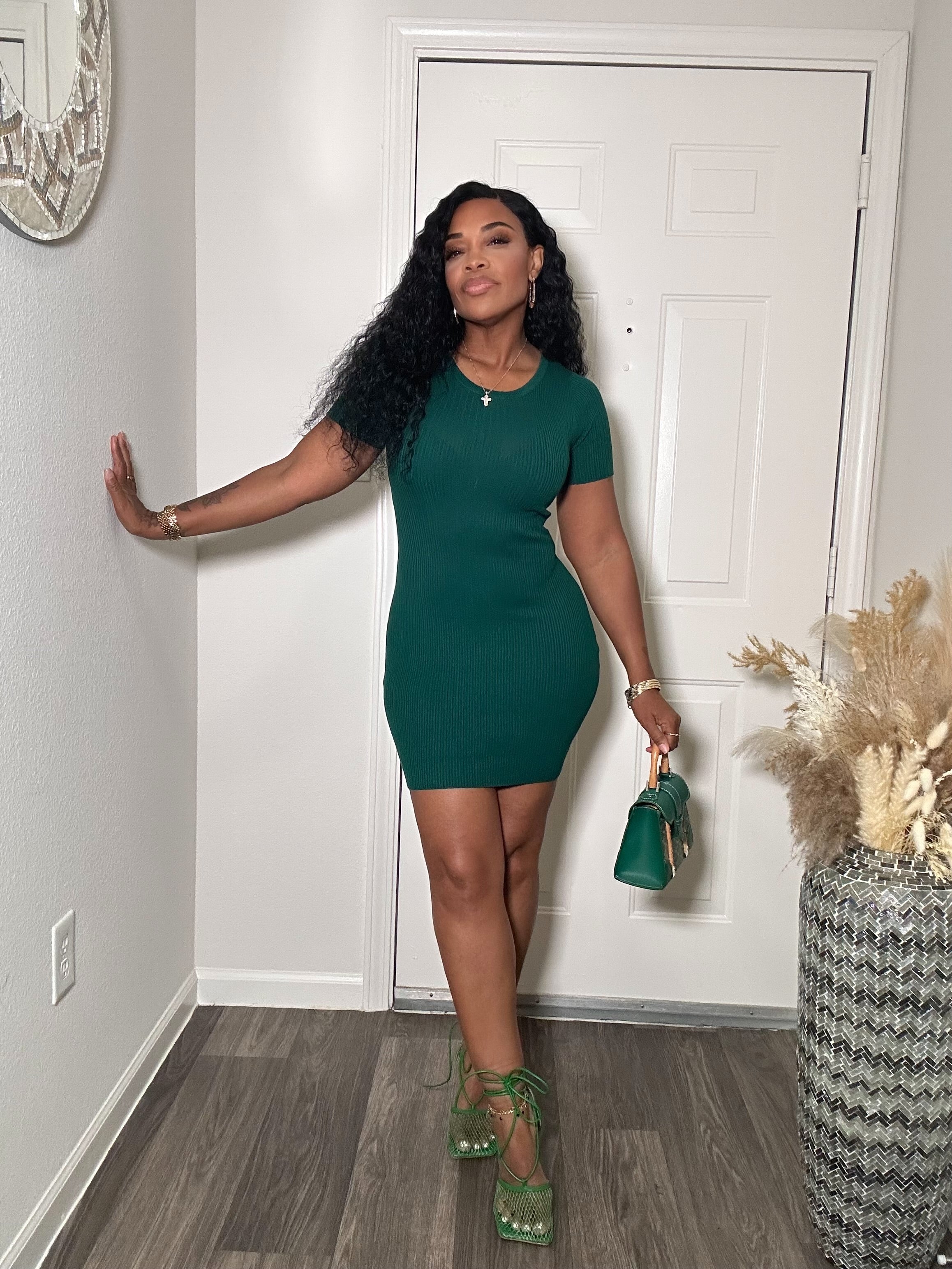 Ribbed short sleeve dress