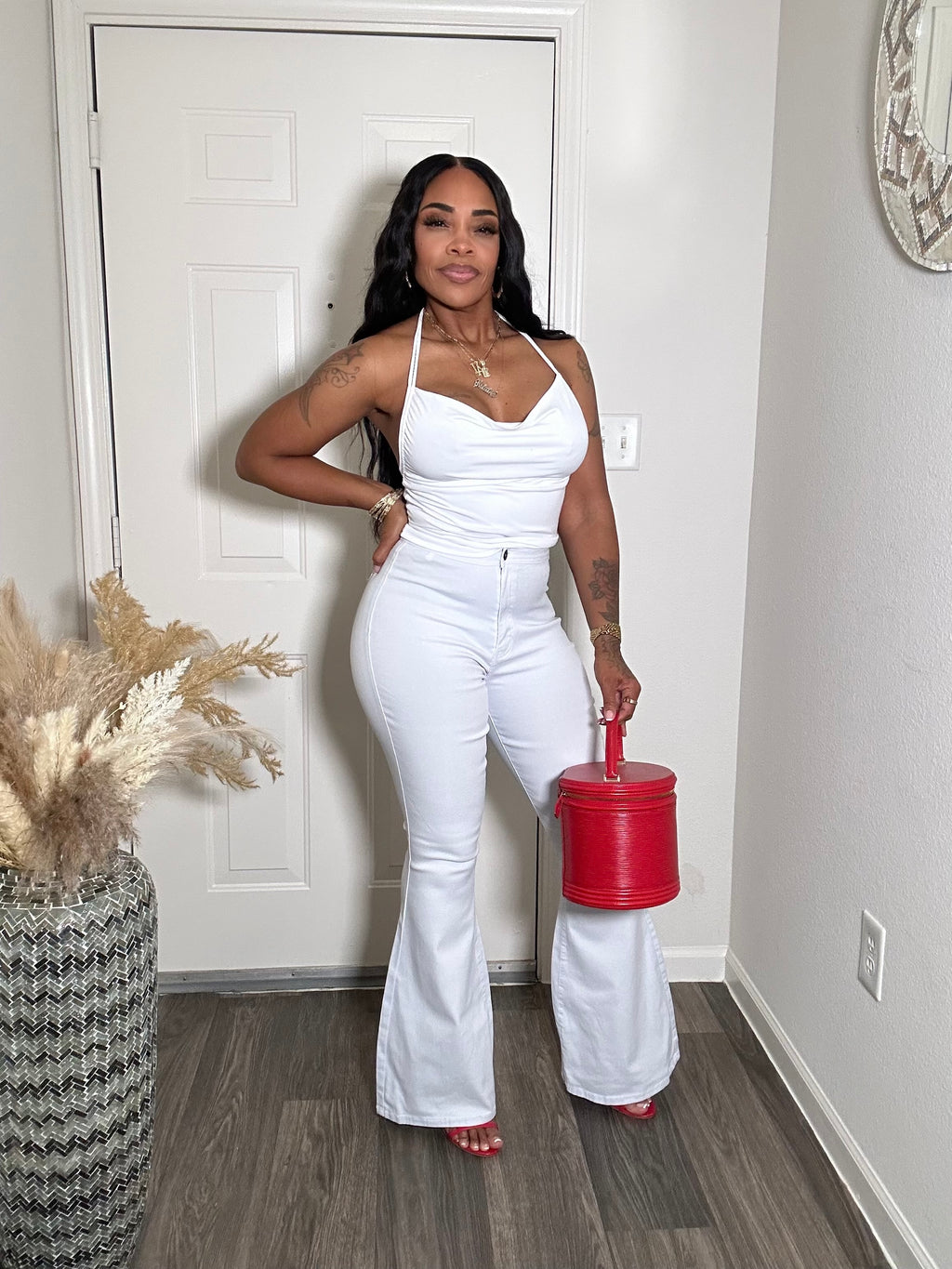 White high waist bell bottom Jeans