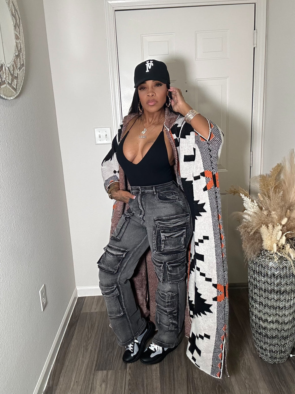 Black Cargo Denim Jeans