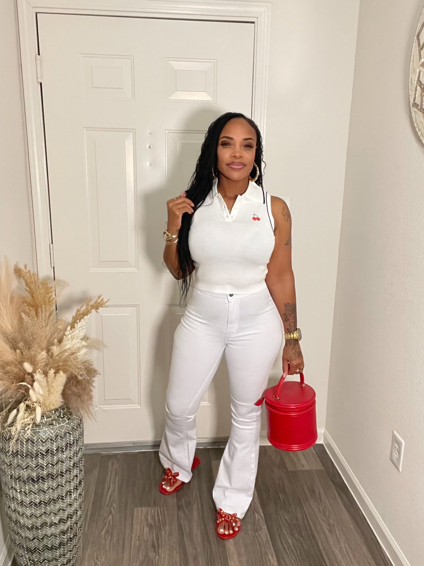 Polo sleeveless top