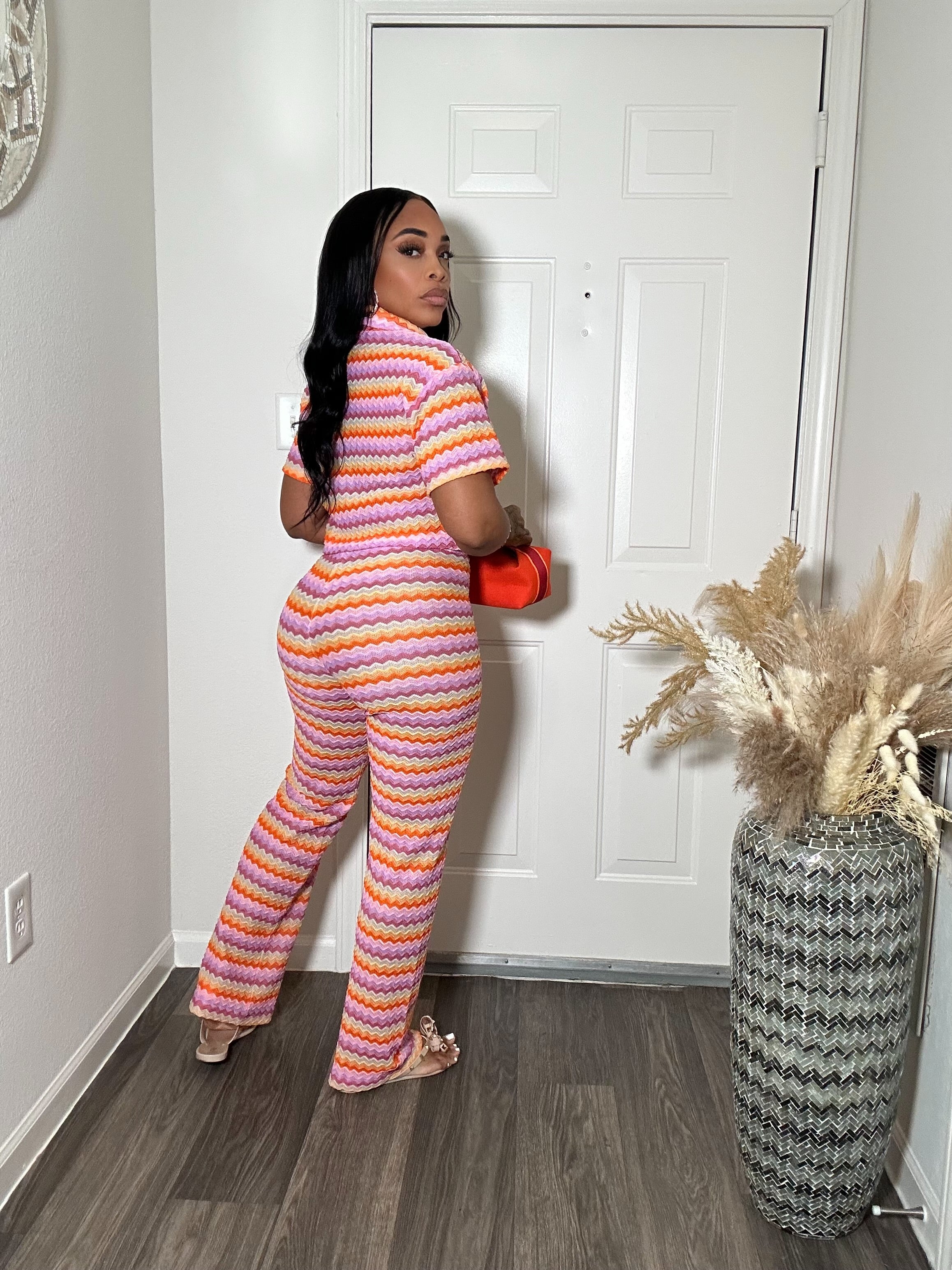 Printed Button Up Top & Pants Set