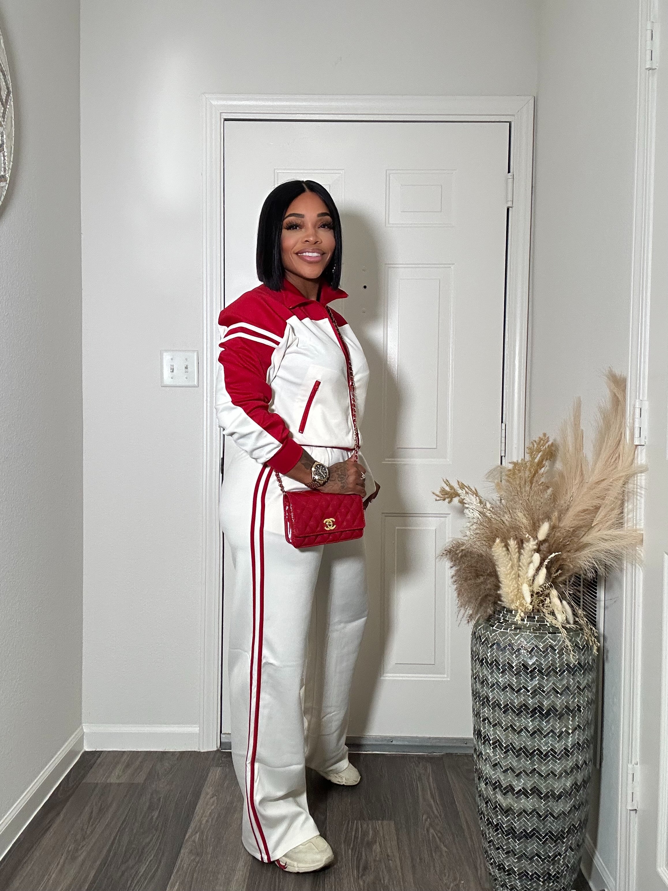 Red & Cream Tracksuit Set