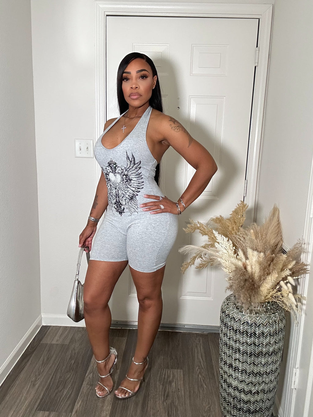 Bling Heart Halter Romper
