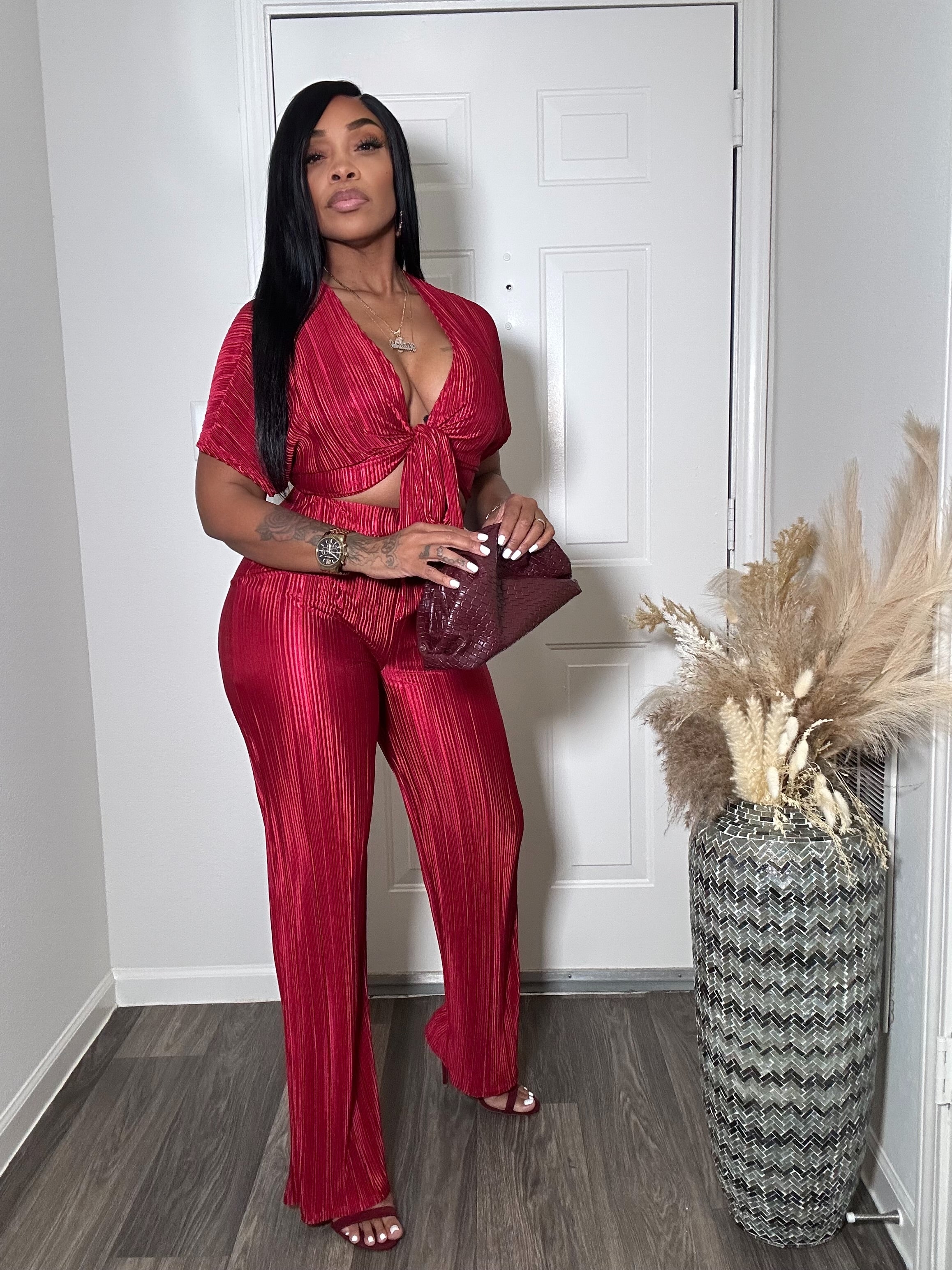 CRINKLE 2-PC PANTS SET