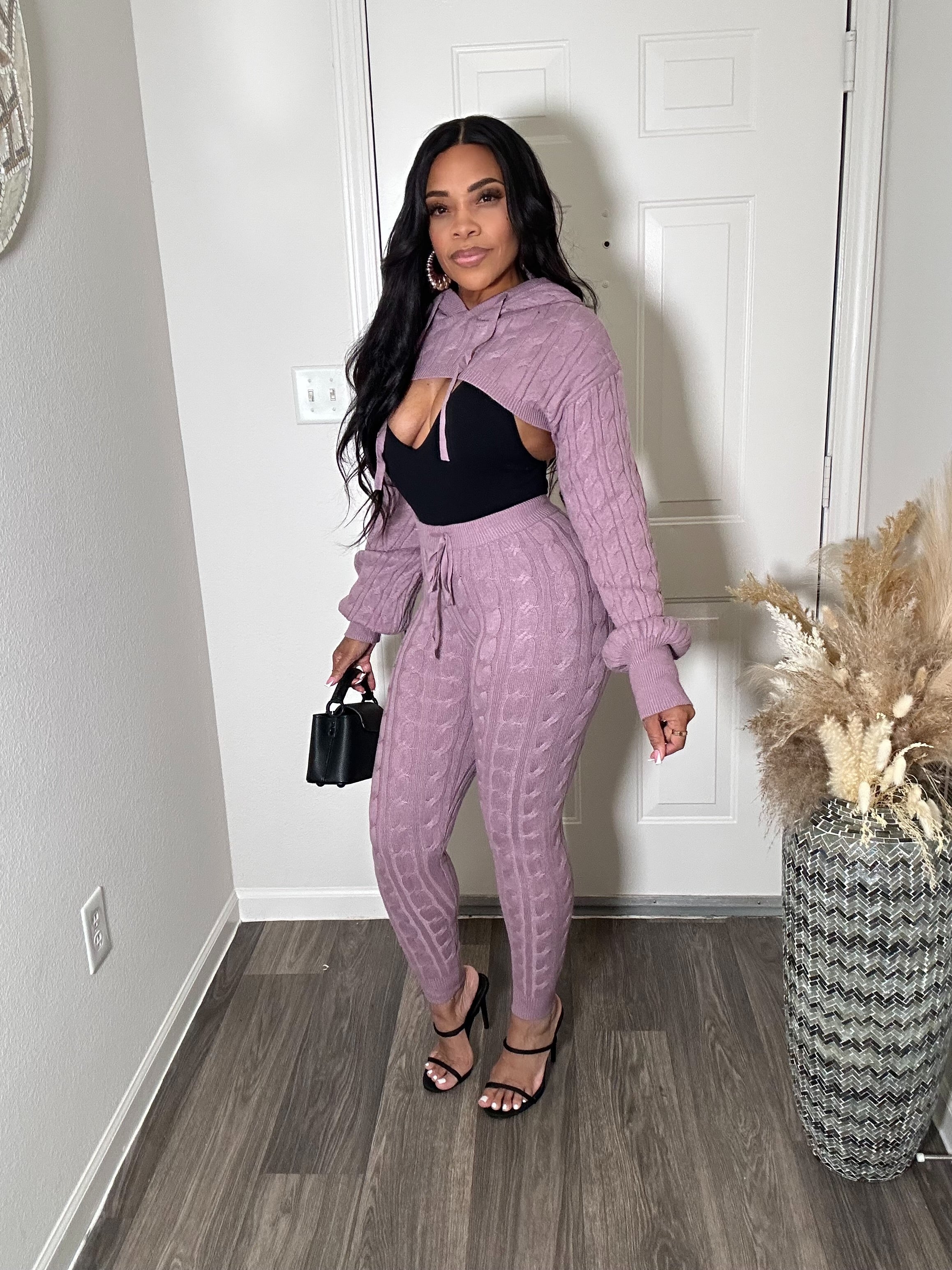 Lavender Cable Knit 2-pc Pants set