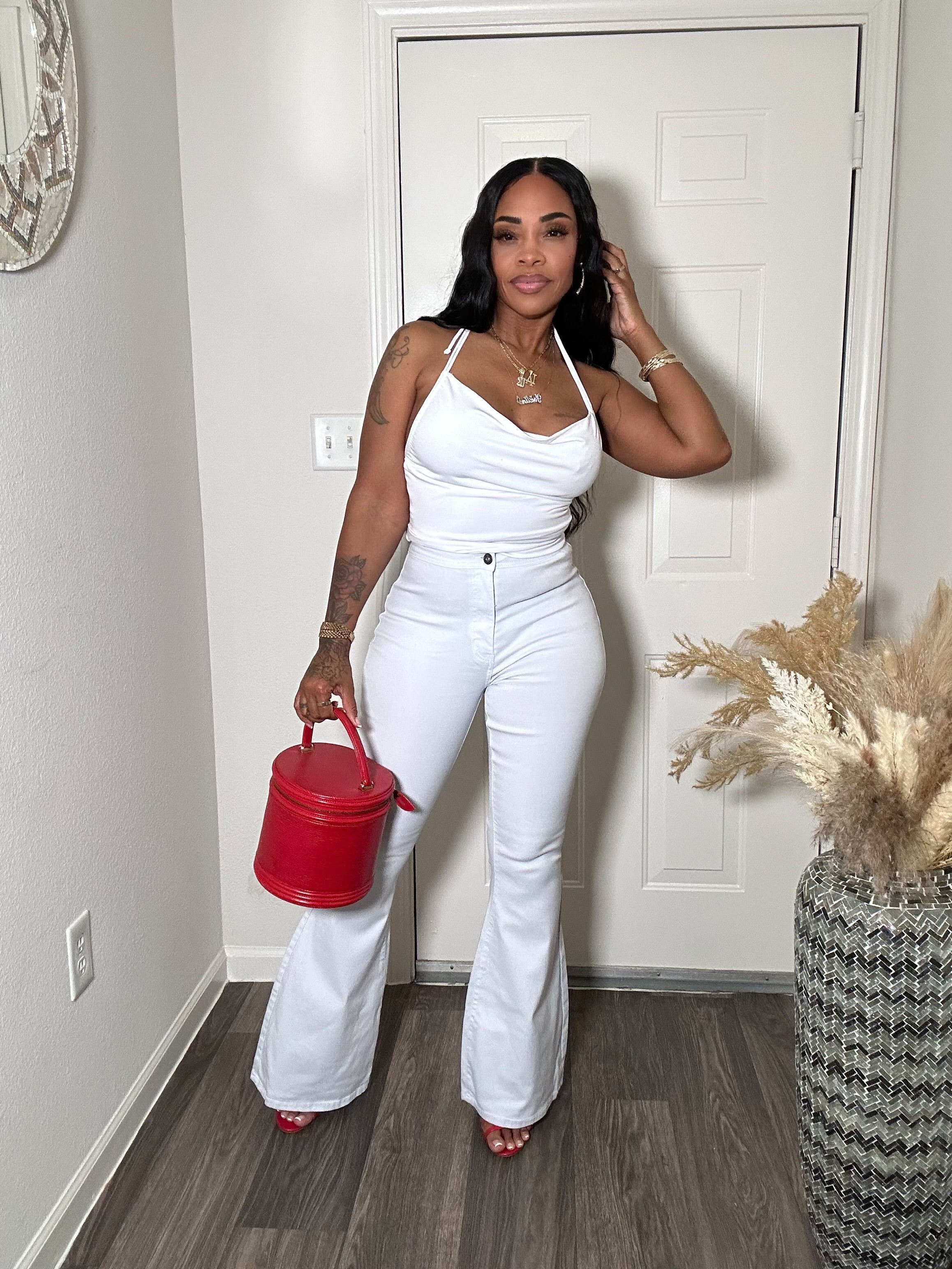 White high waist bell bottom Jeans