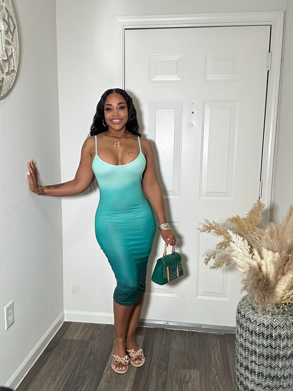 Green Ombré Tank Midi Dress