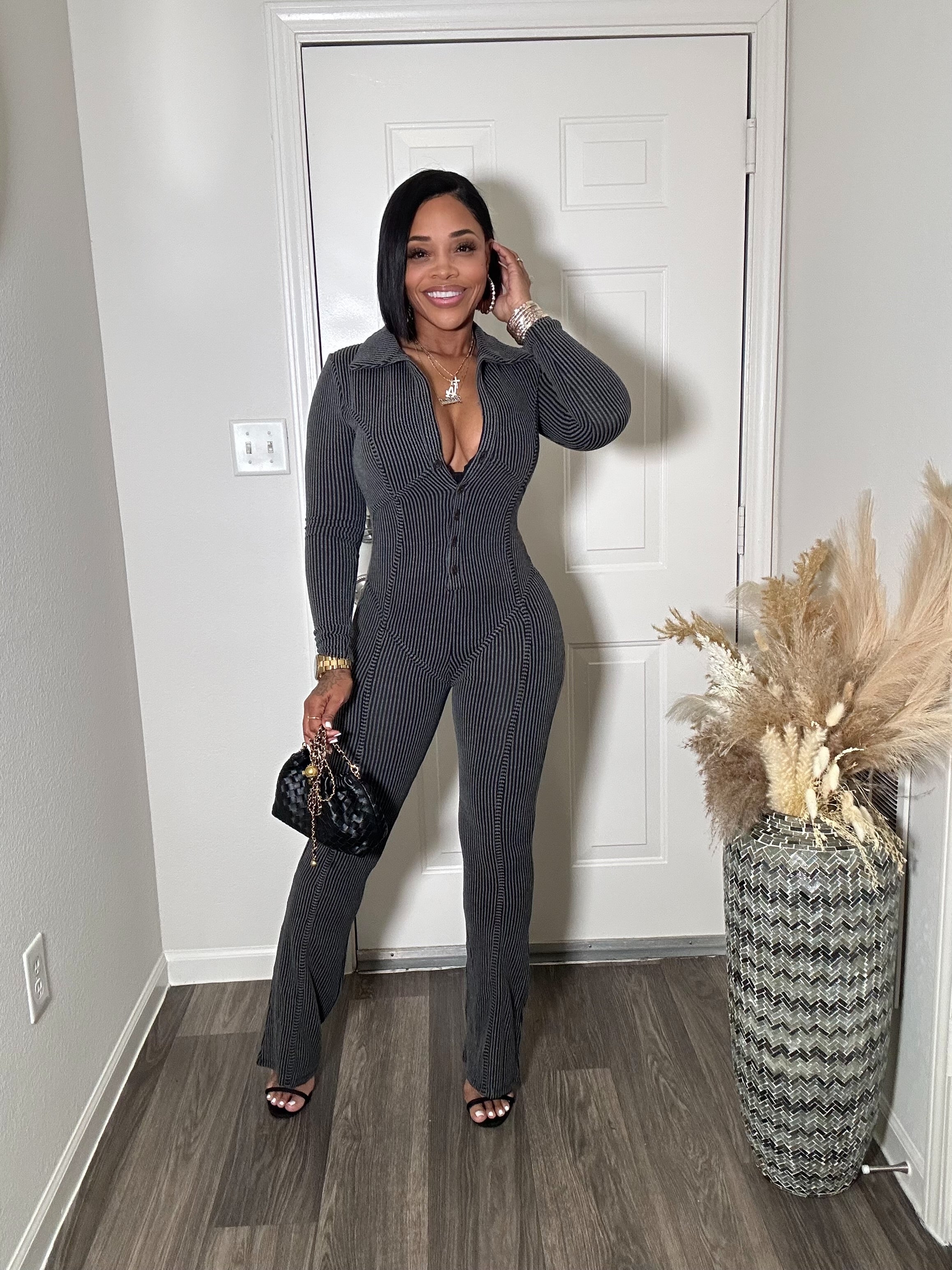 Black Mineral Wash Jumpsuit