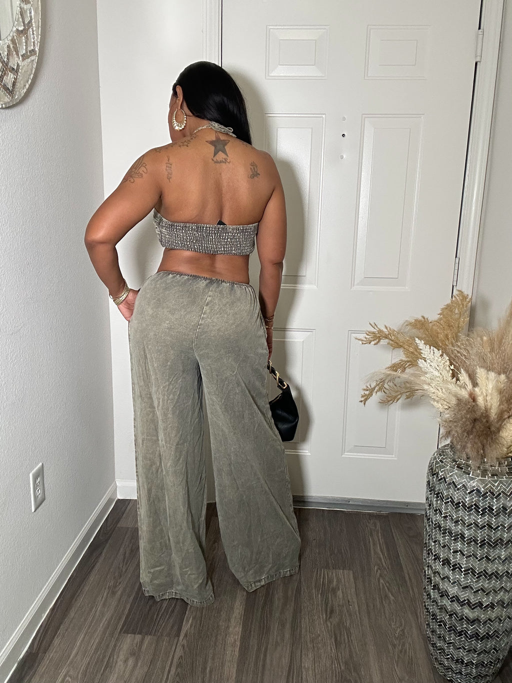 Black Mineral Wash Cut out Jumpsuit