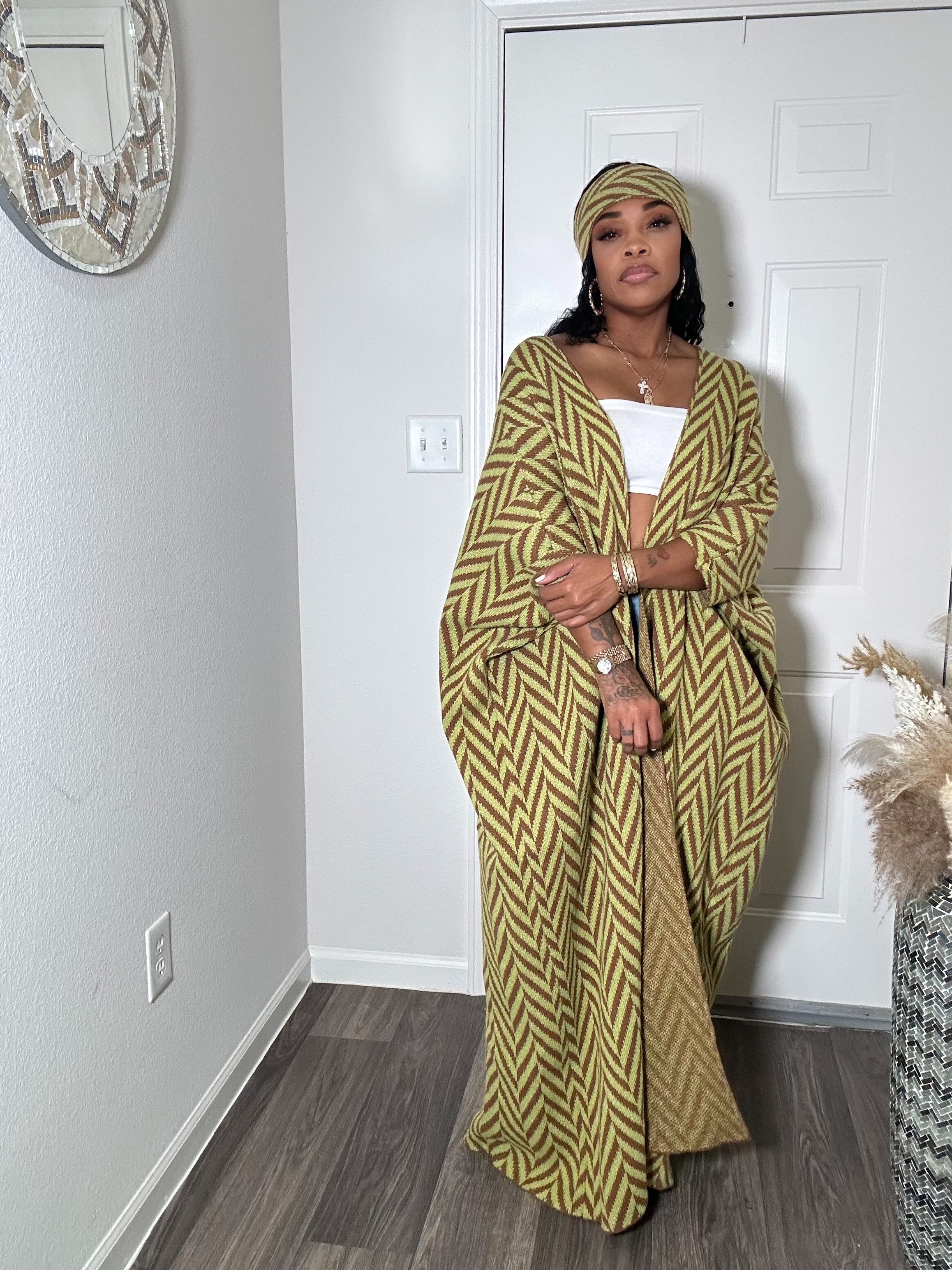 Chevron Kimono & Headwrap