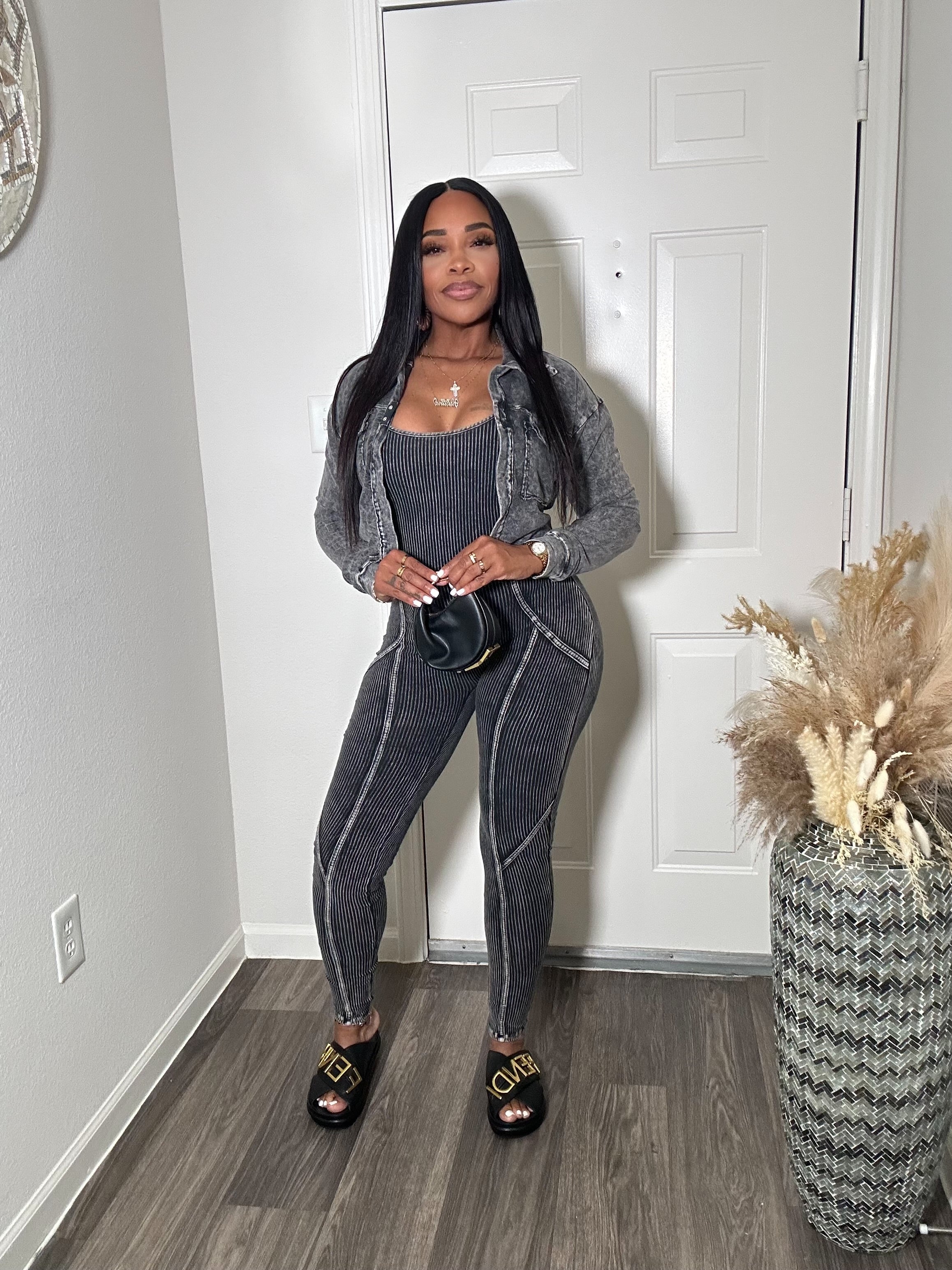 Mineral Wash Jumpsuit & Jacket Set