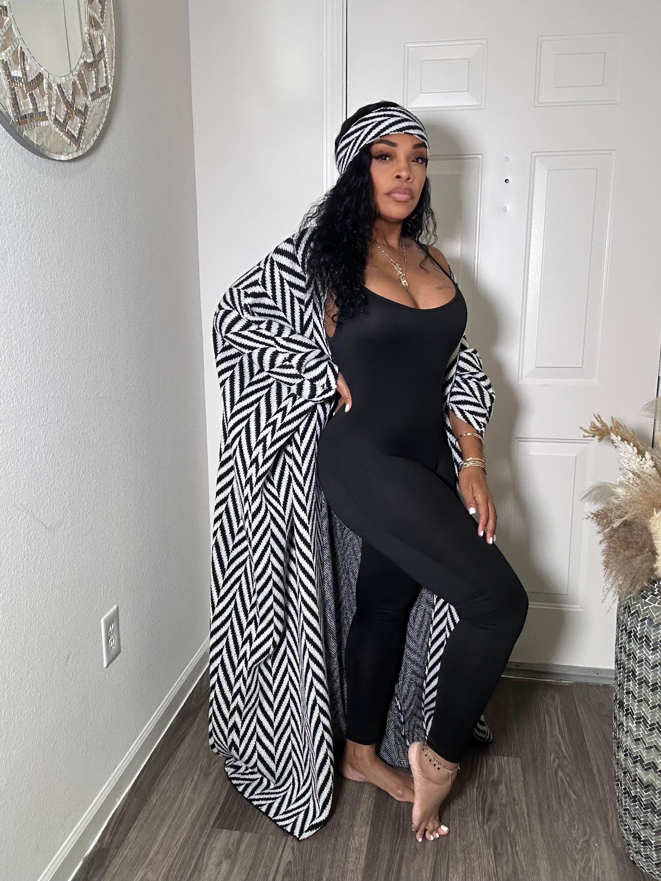 Chevron Kimono & Headwrap