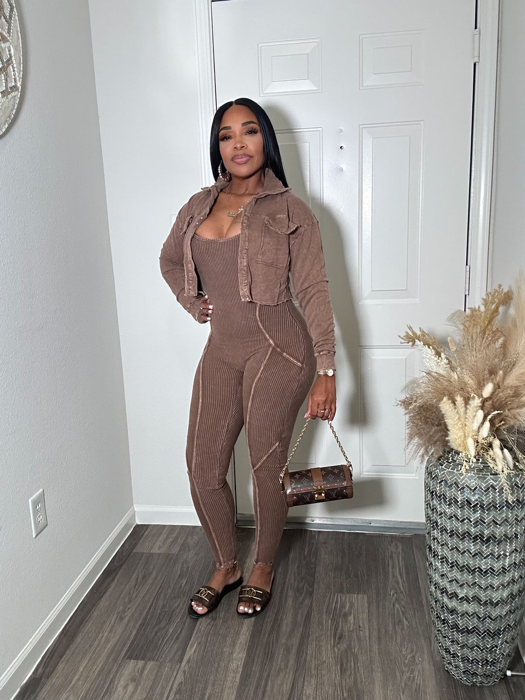 Mineral Wash Jumpsuit & Jacket Set