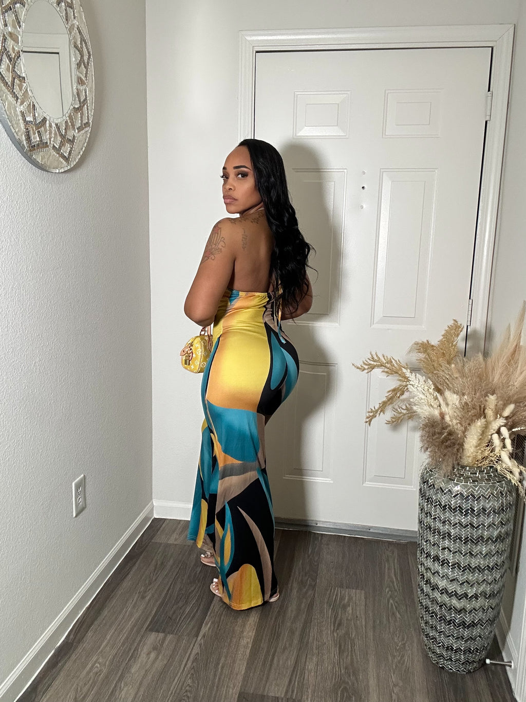 Multi color halter top jumpsuit