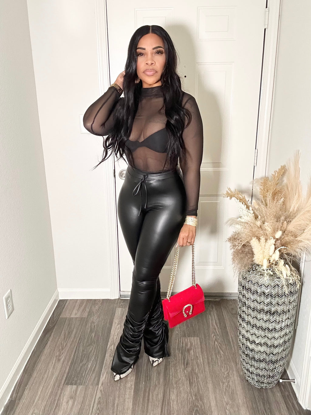 Faux Leather Stack Pants