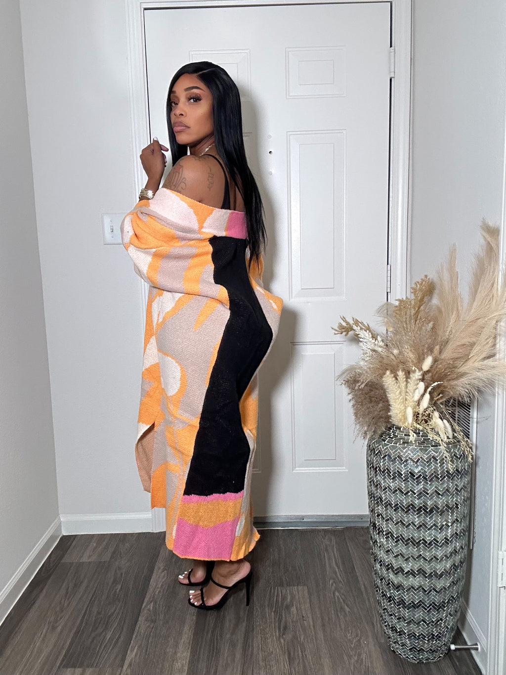 Orange Printed Kimono