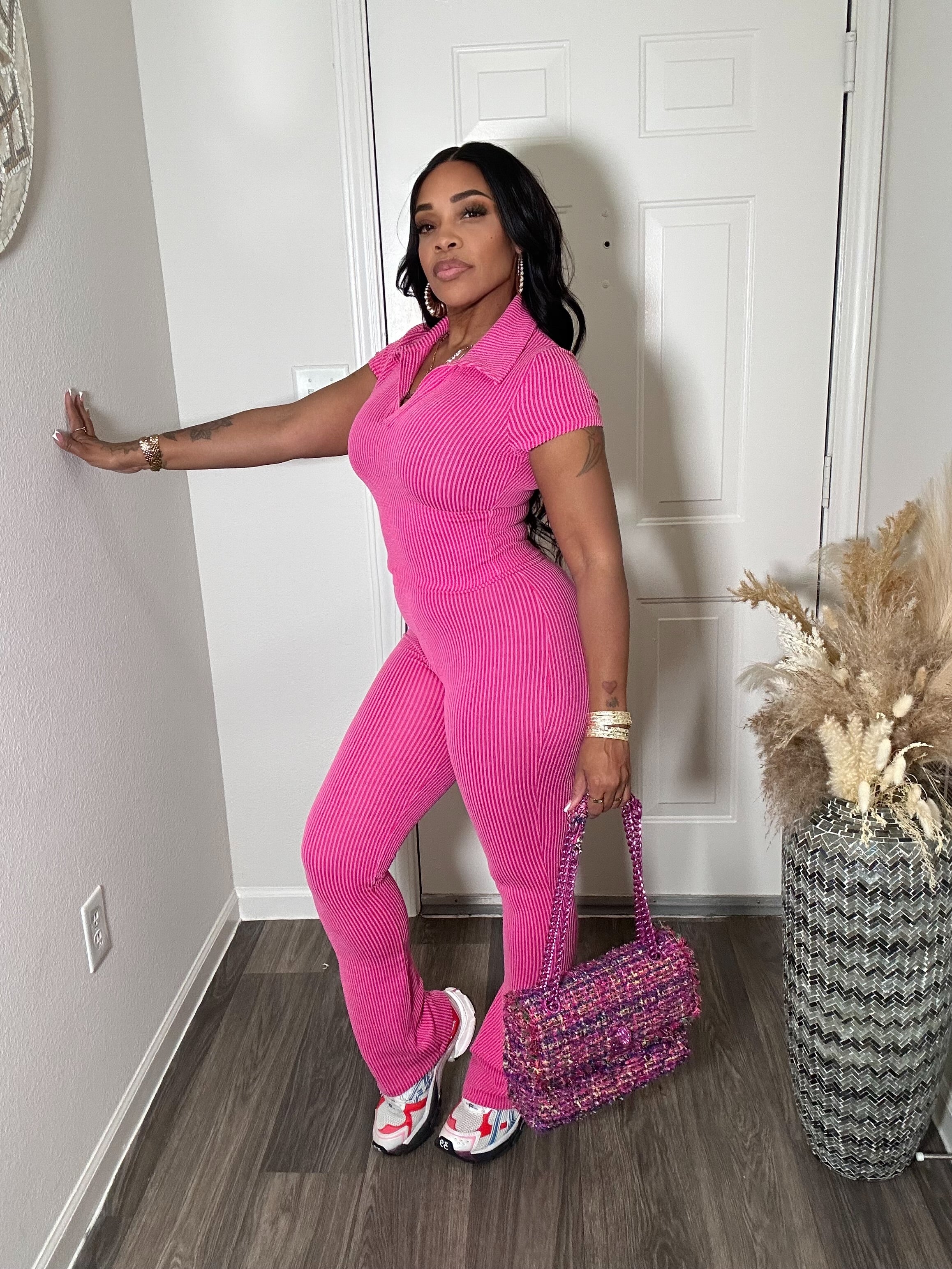 Pretty N Pink Ribbed 2-pc Pants Set