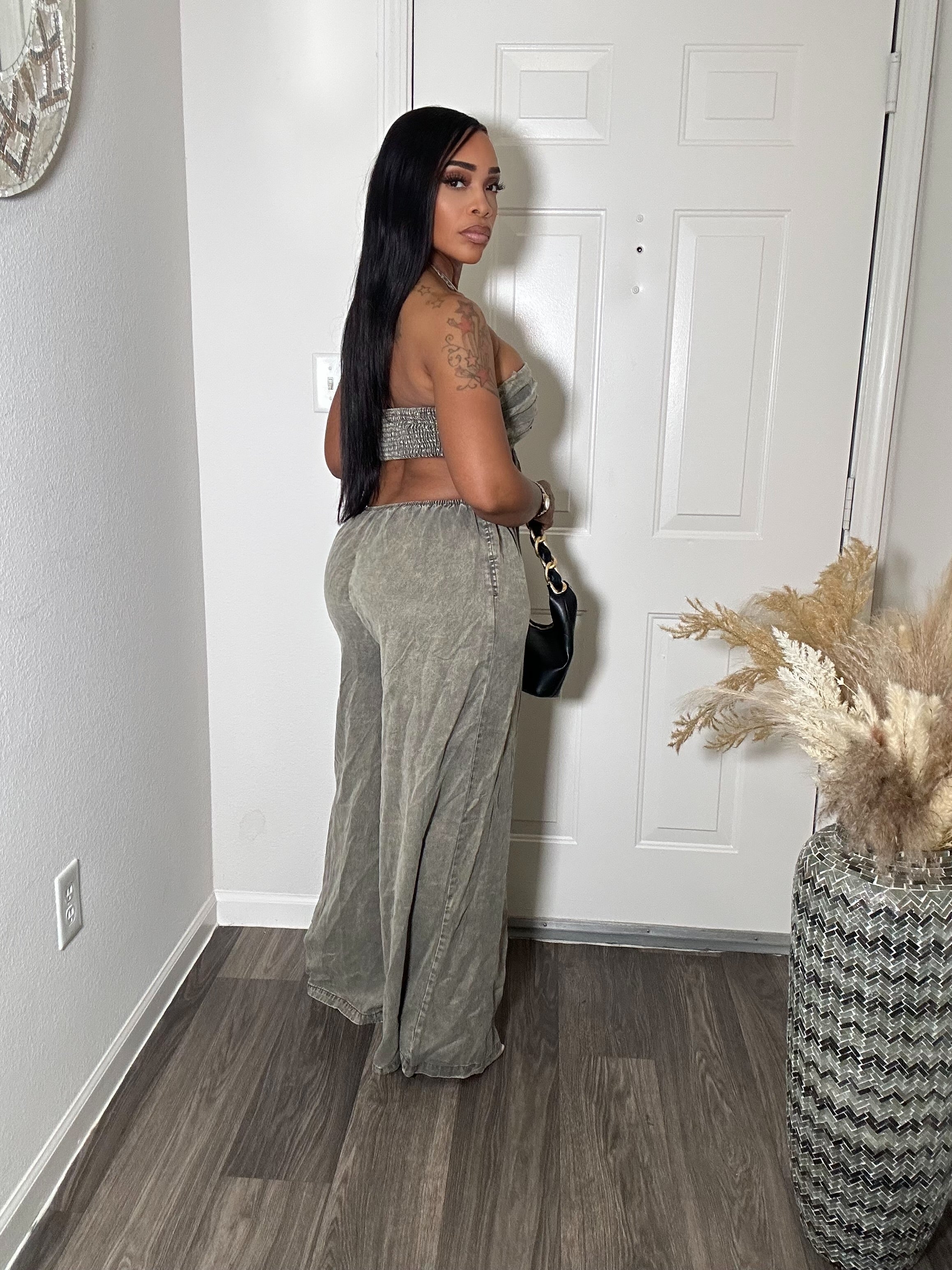 Black Mineral Wash Cut out Jumpsuit