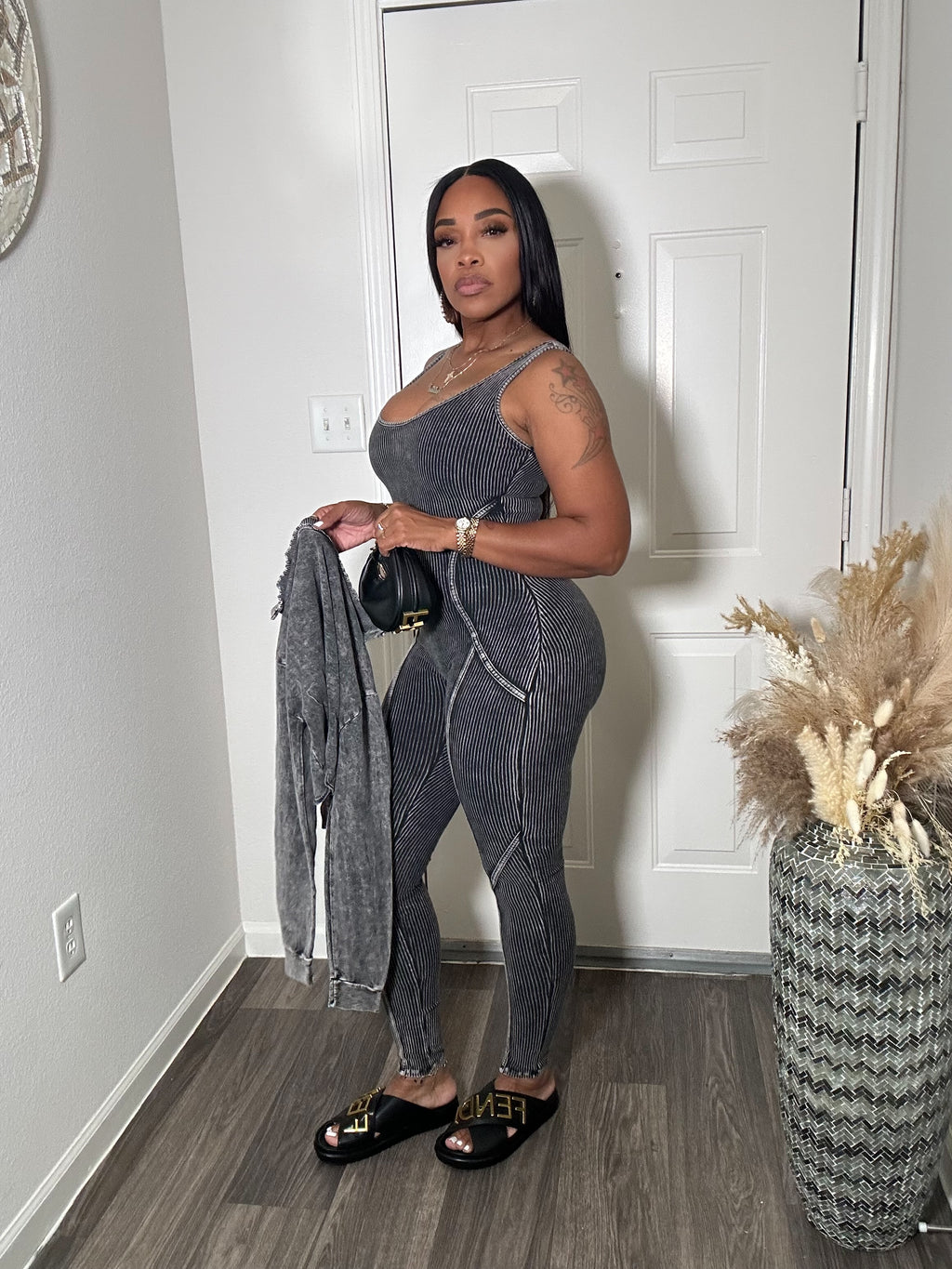 Mineral Wash Jumpsuit & Jacket Set