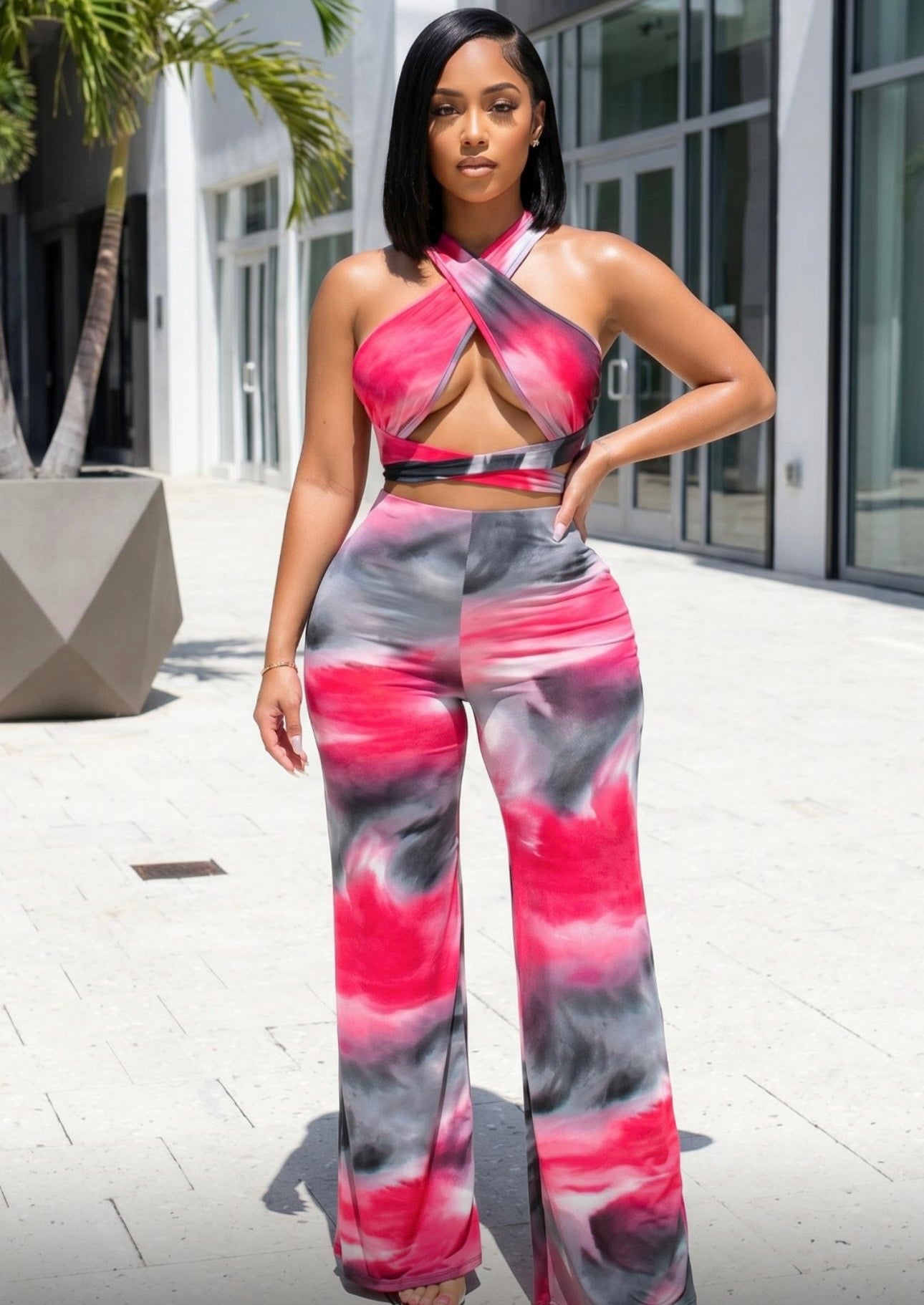 Colorful Printed Wrap Top