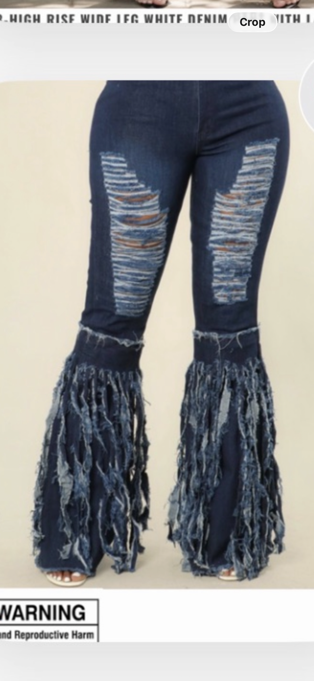High Waist Dark Denim Fringe Jeans