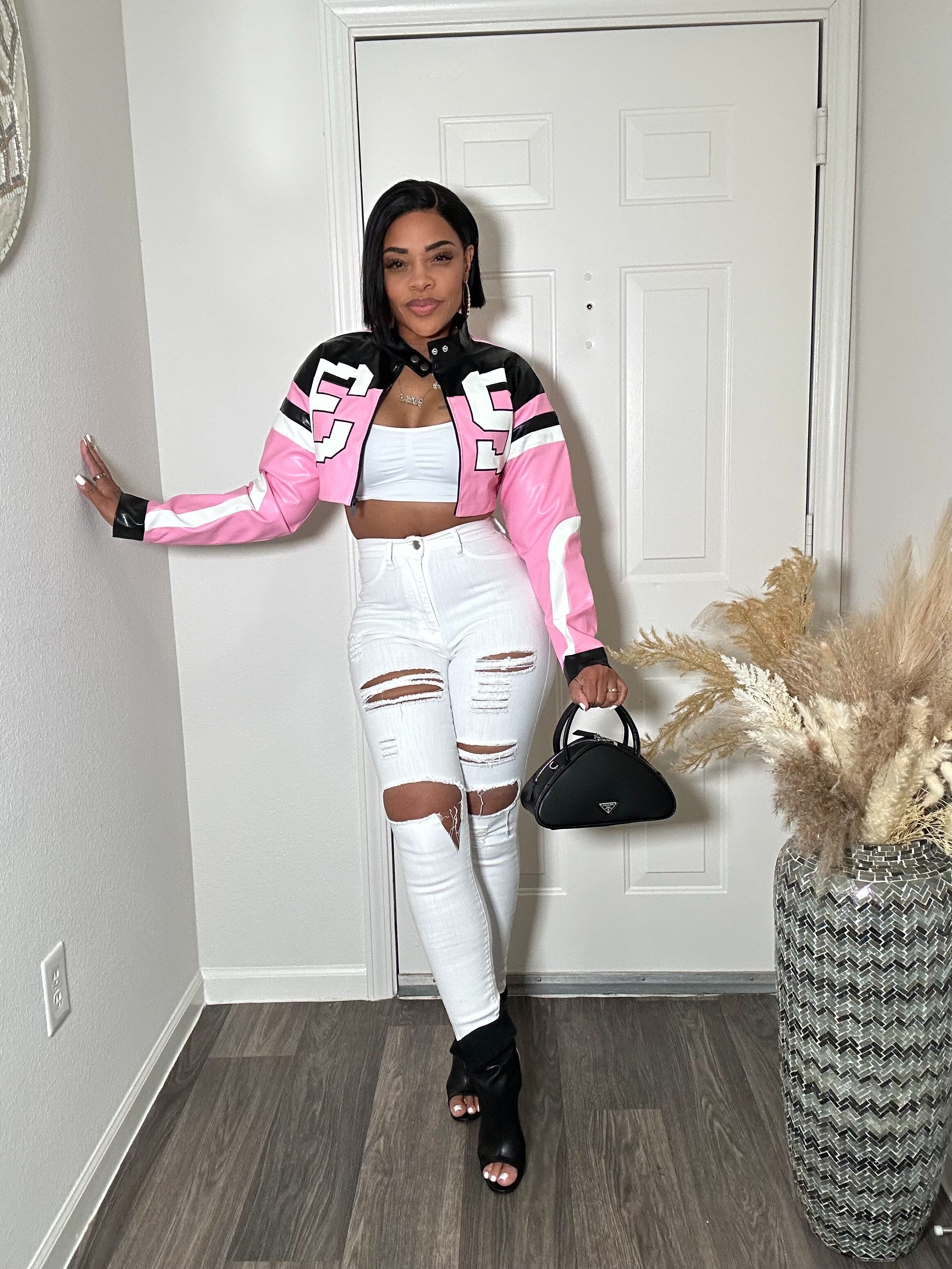 Faux Leather Crop Moto Jacket