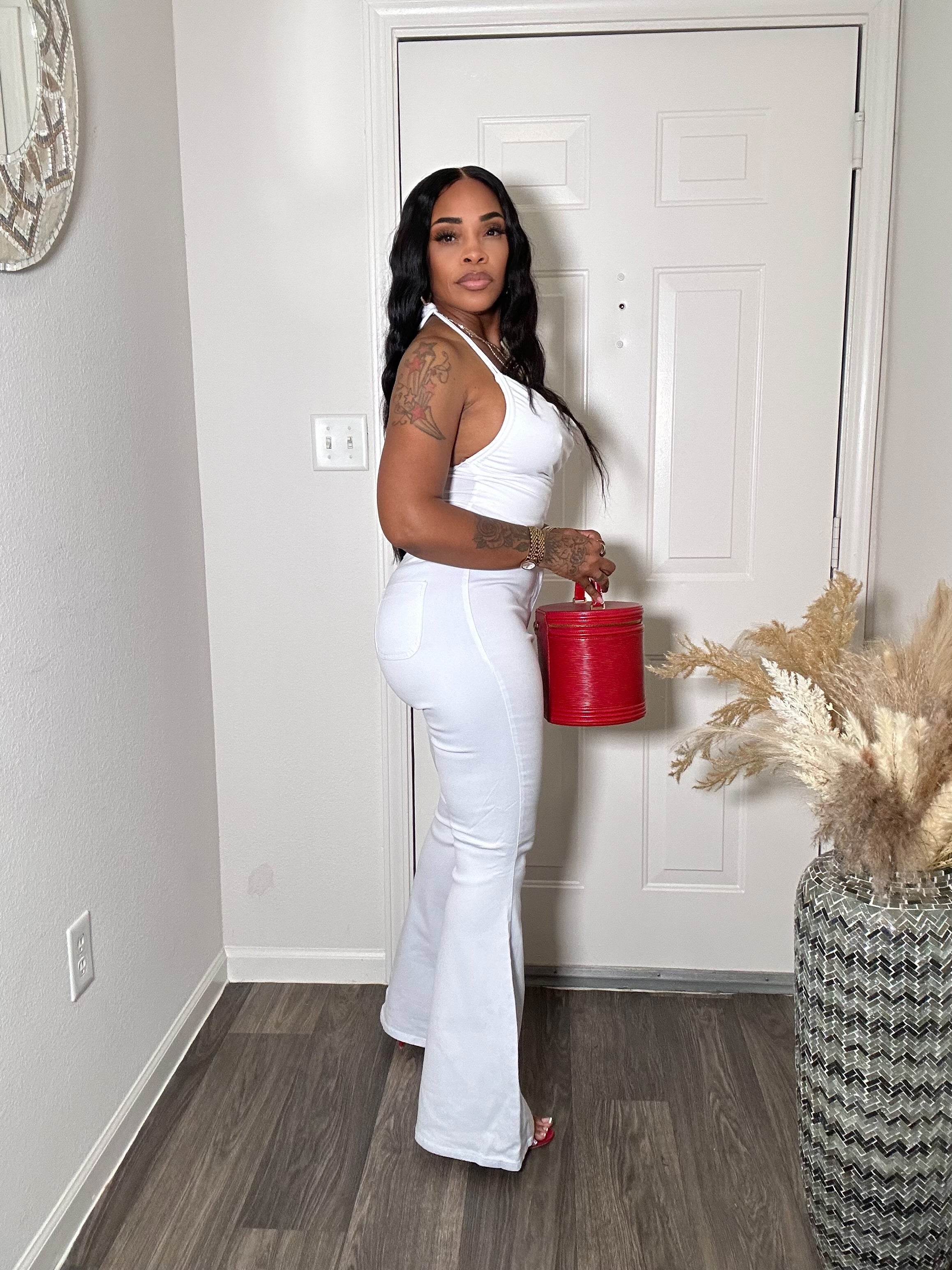 White high waist bell bottom Jeans