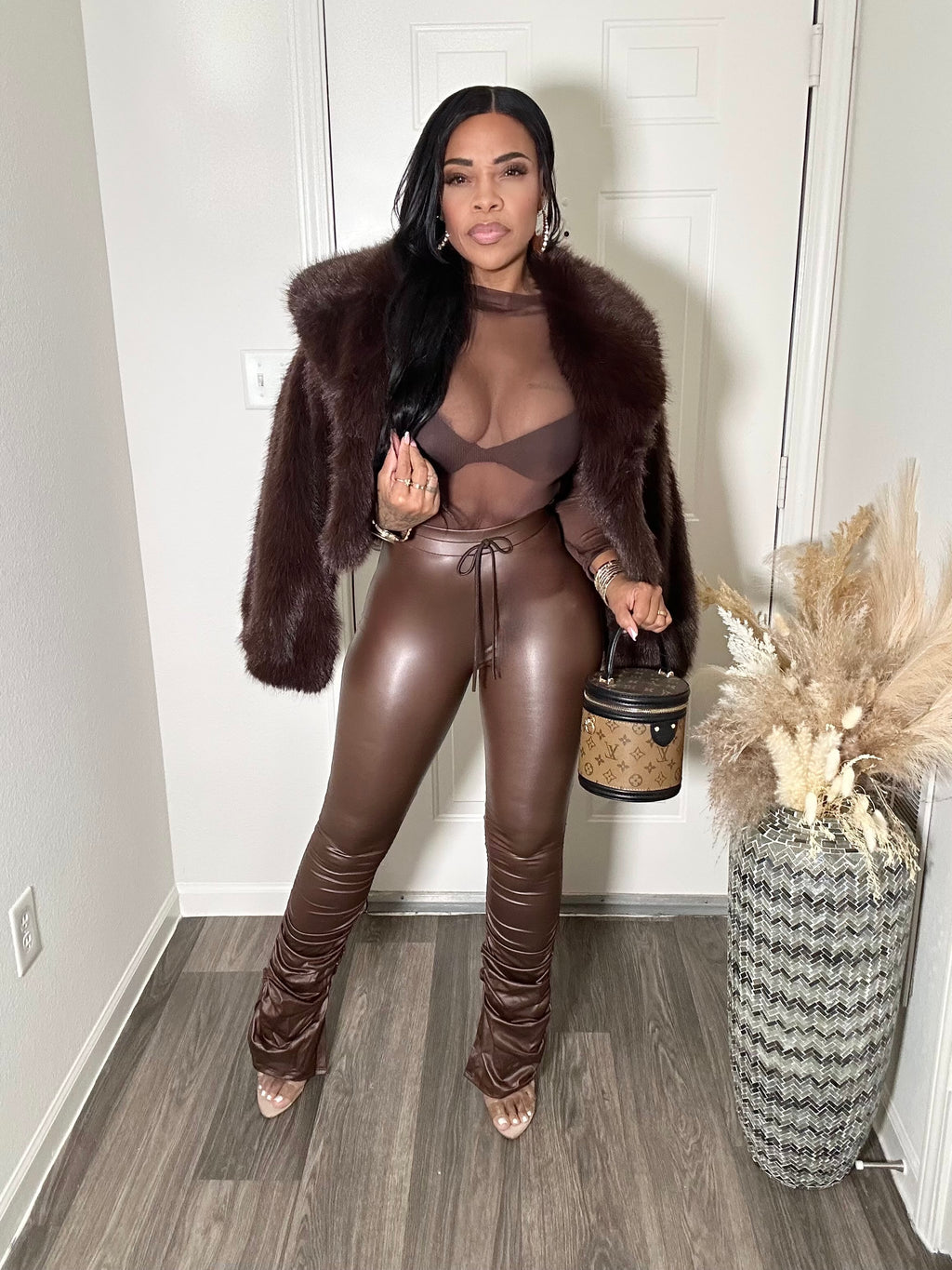 Faux Leather Stack Pants