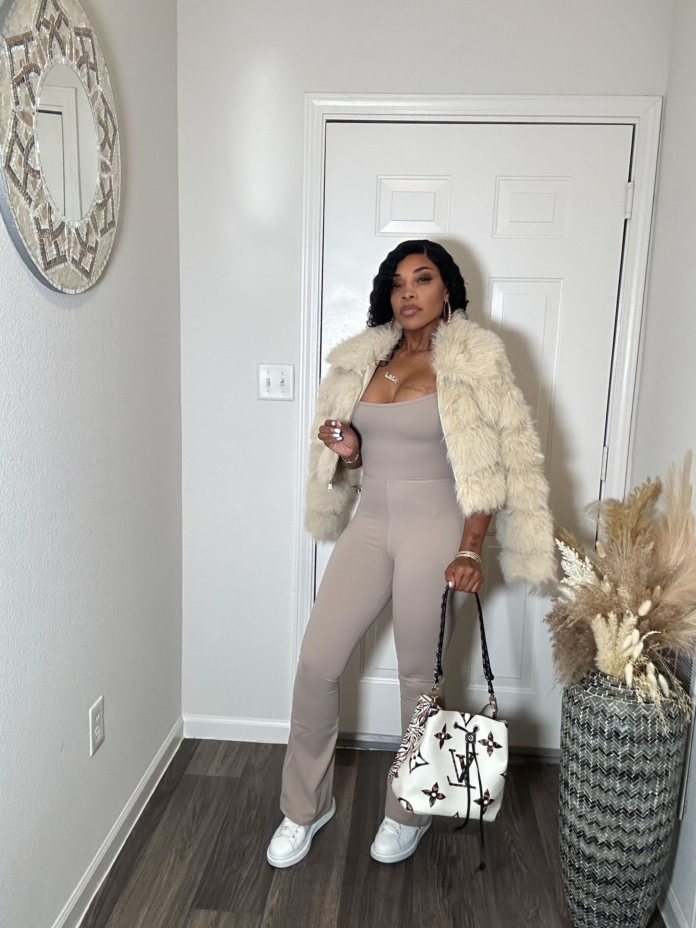 Nude spaghetti strap jumpsuit