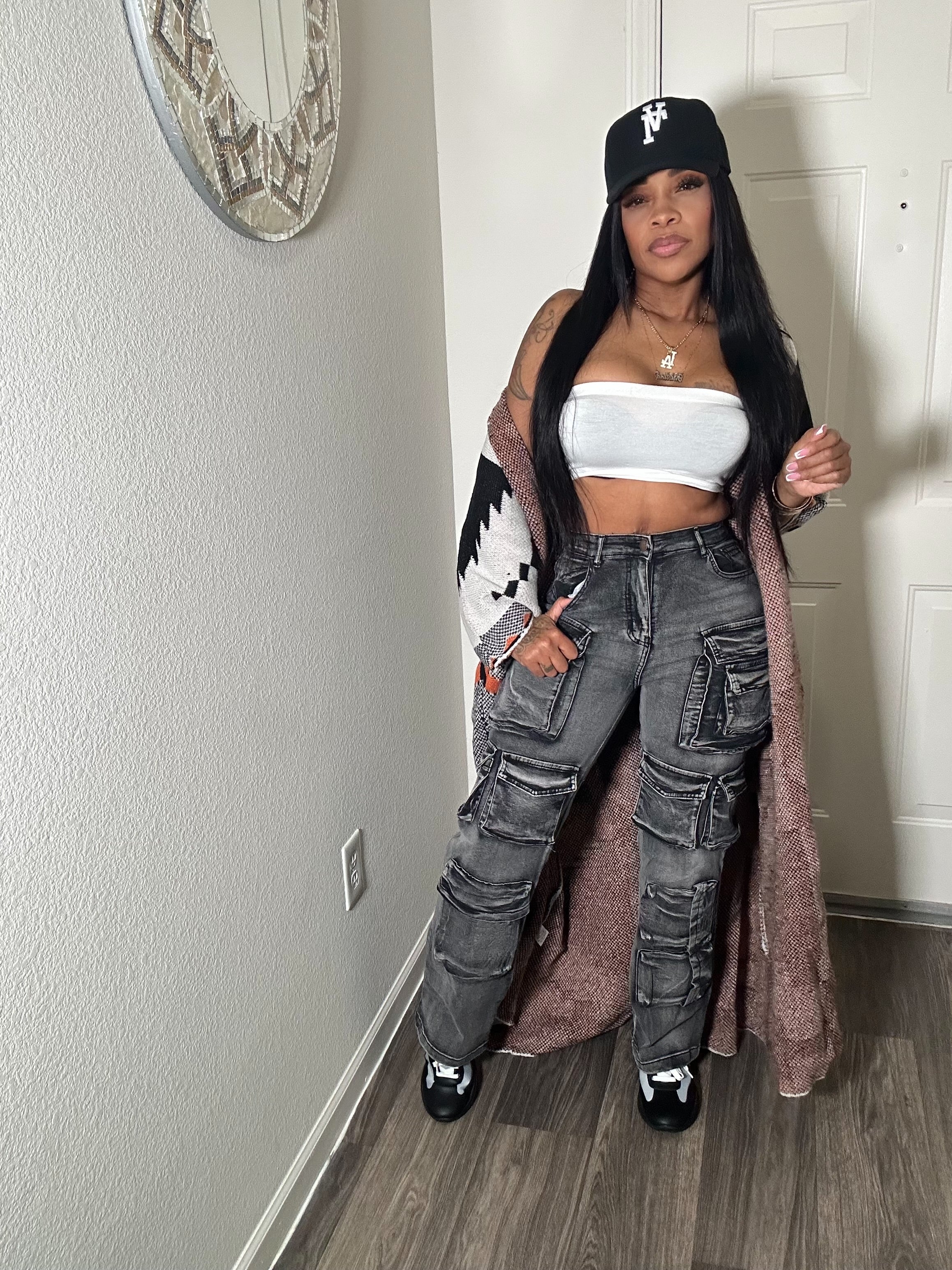 Black Cargo Denim Jeans