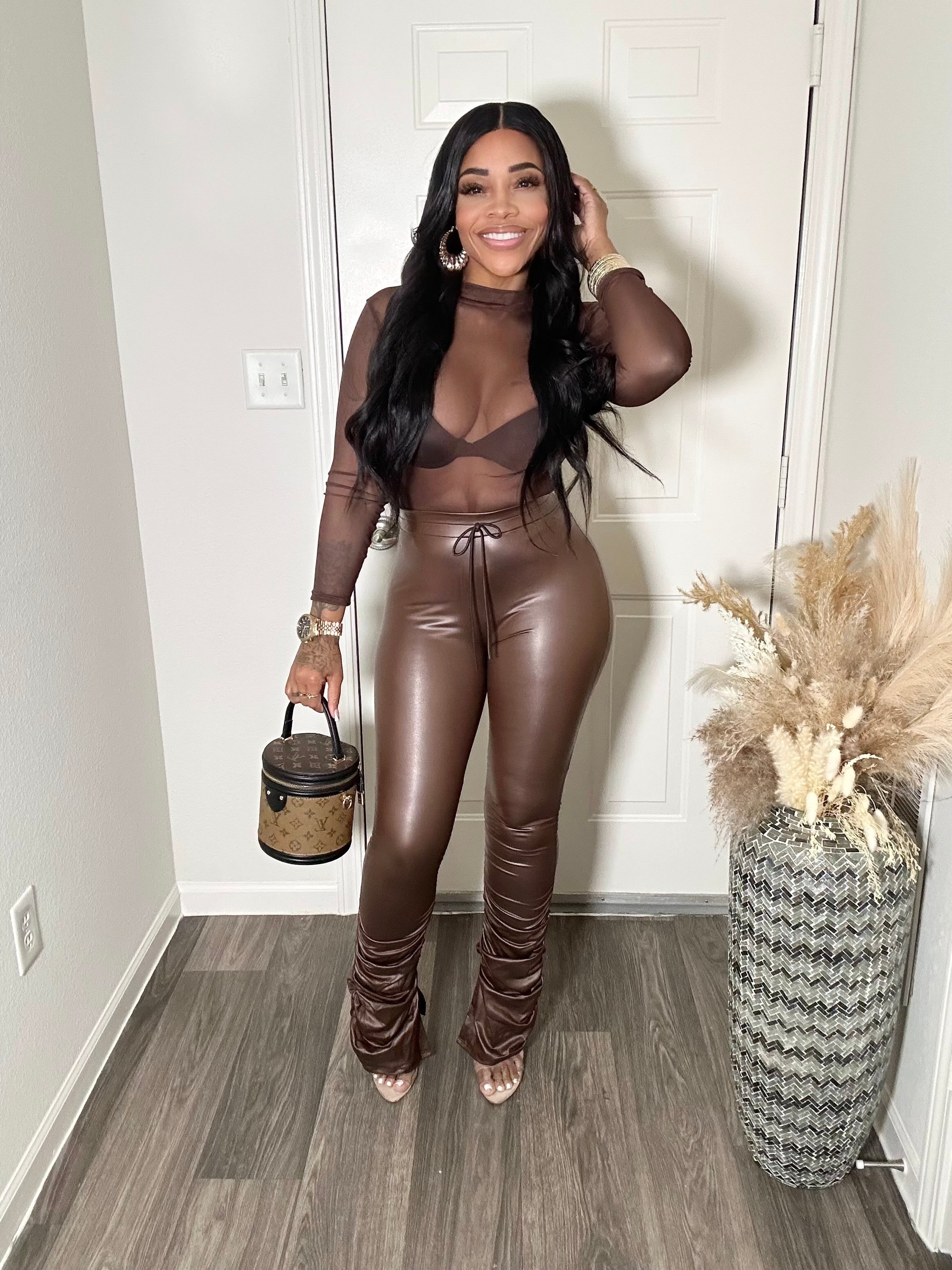 Faux Leather Stack Pants