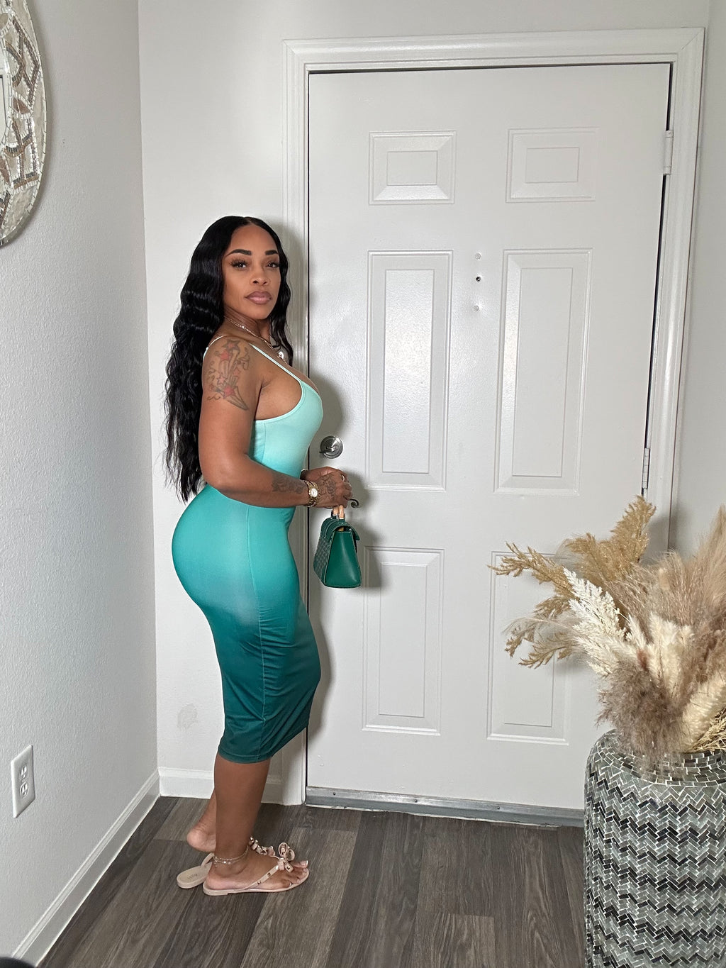 Green Ombré Tank Midi Dress