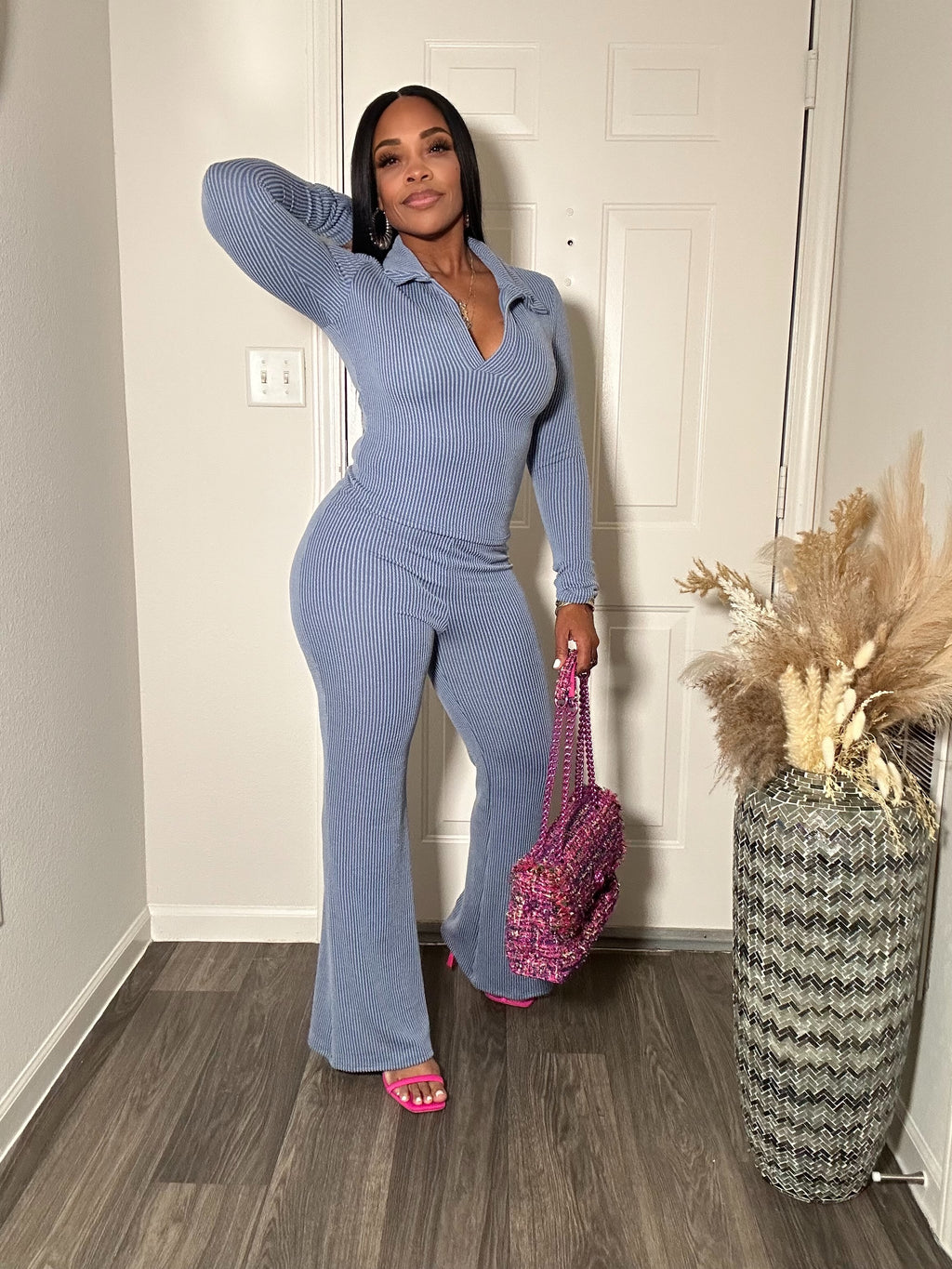 Ribbed long sleeve 2-pc Pants Set