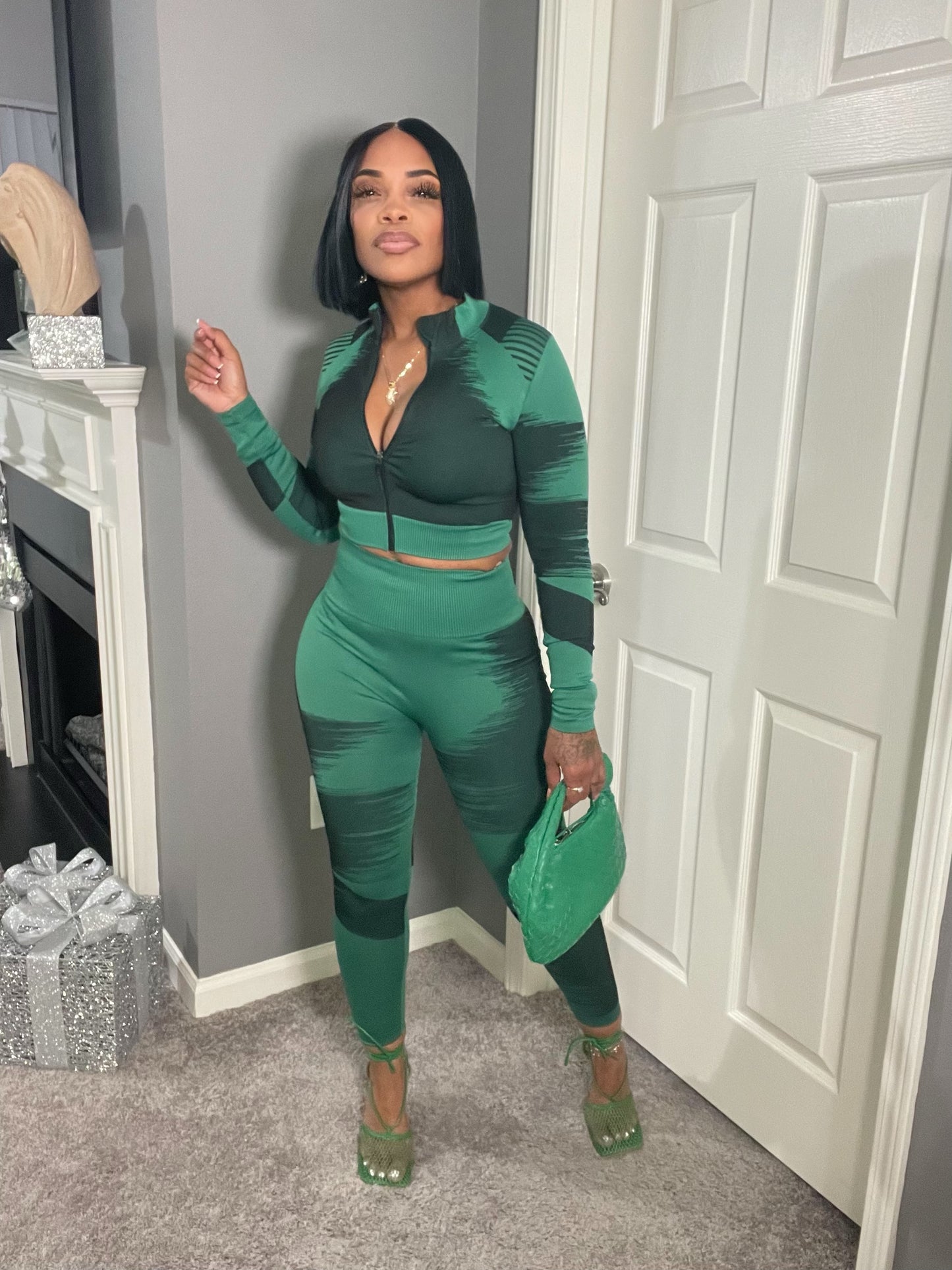 Green & Black Athletic Set