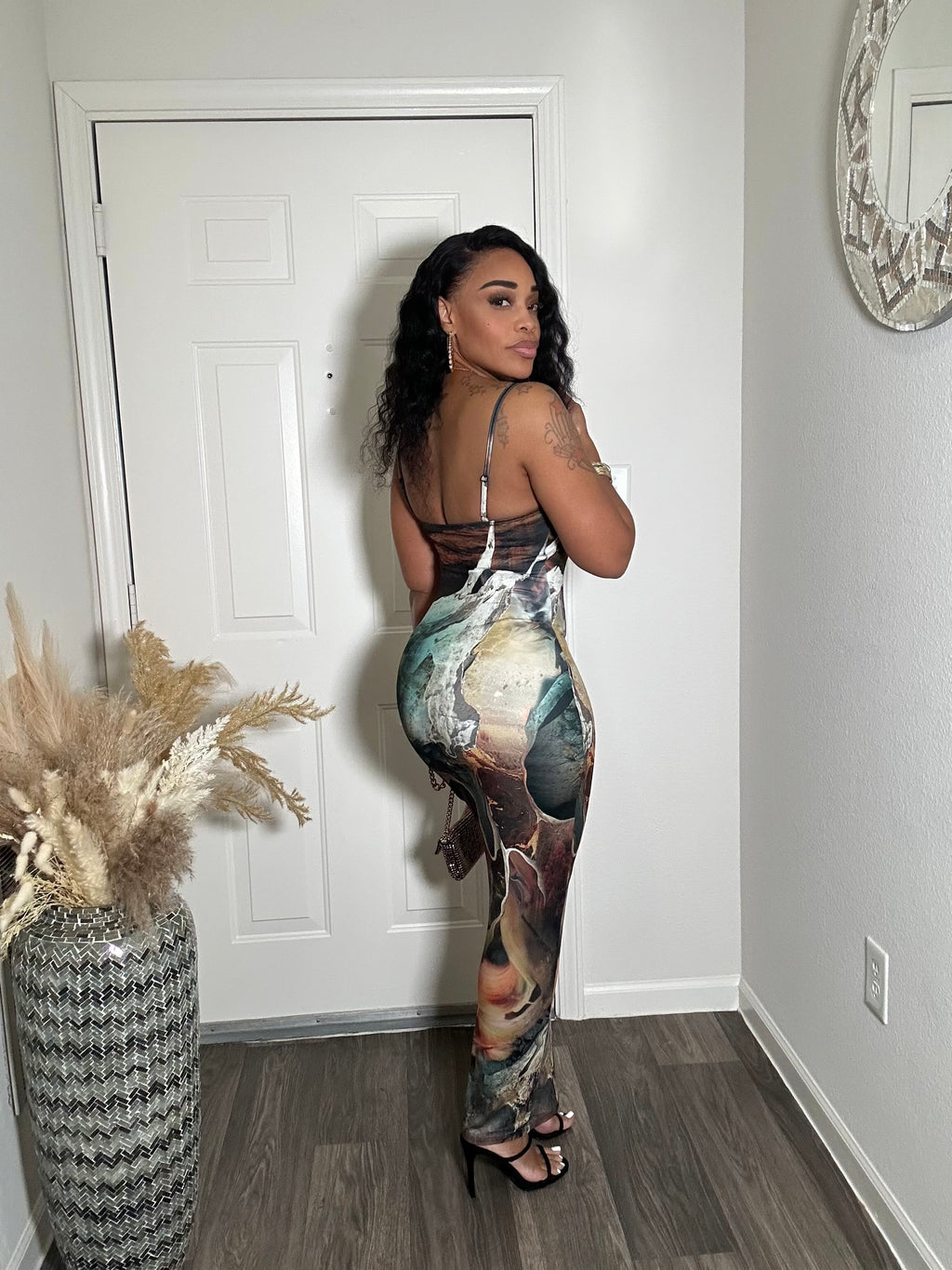 Marble Printed Maxi Dress