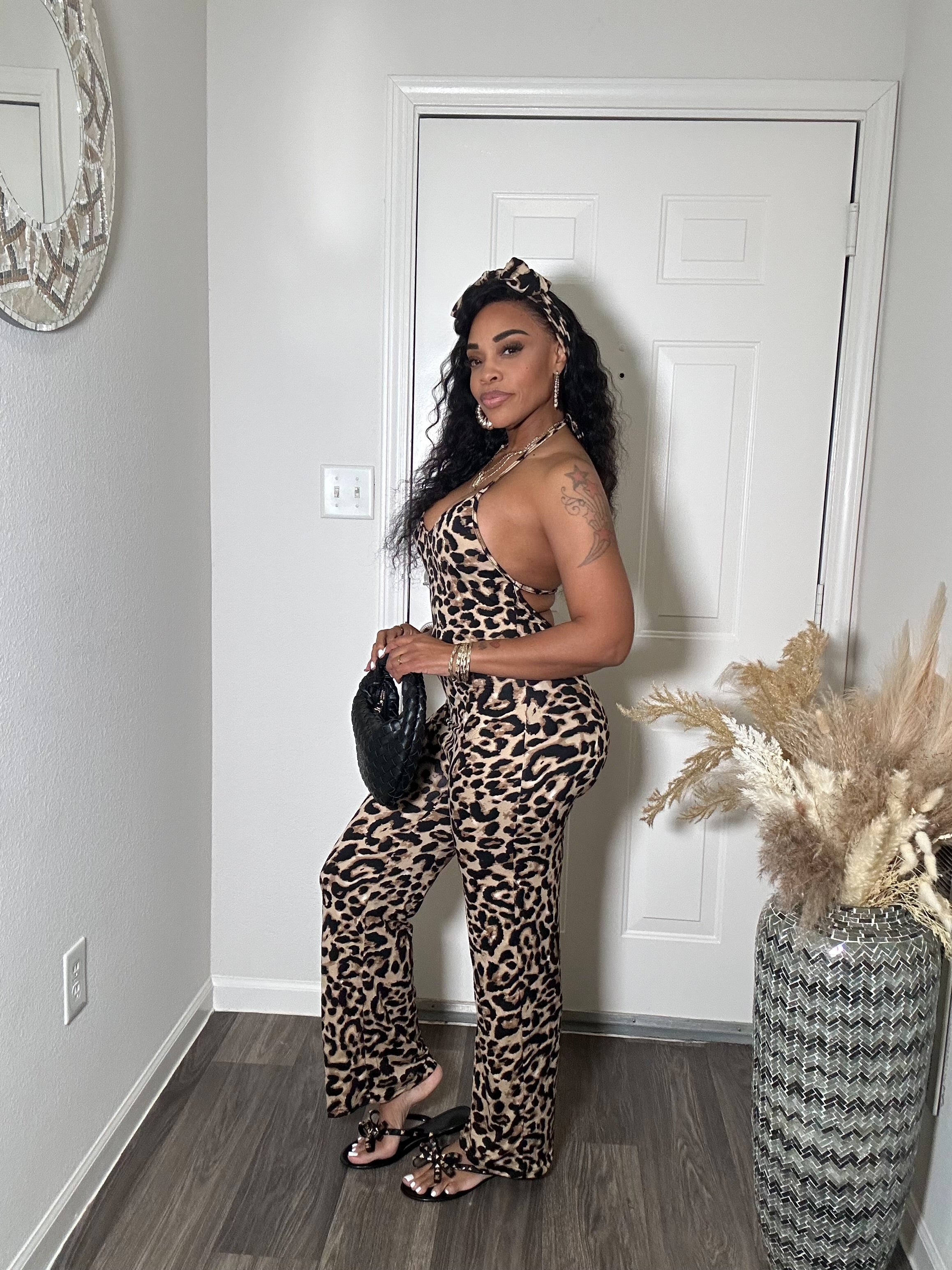 Animal Print Jumpsuit & Headband