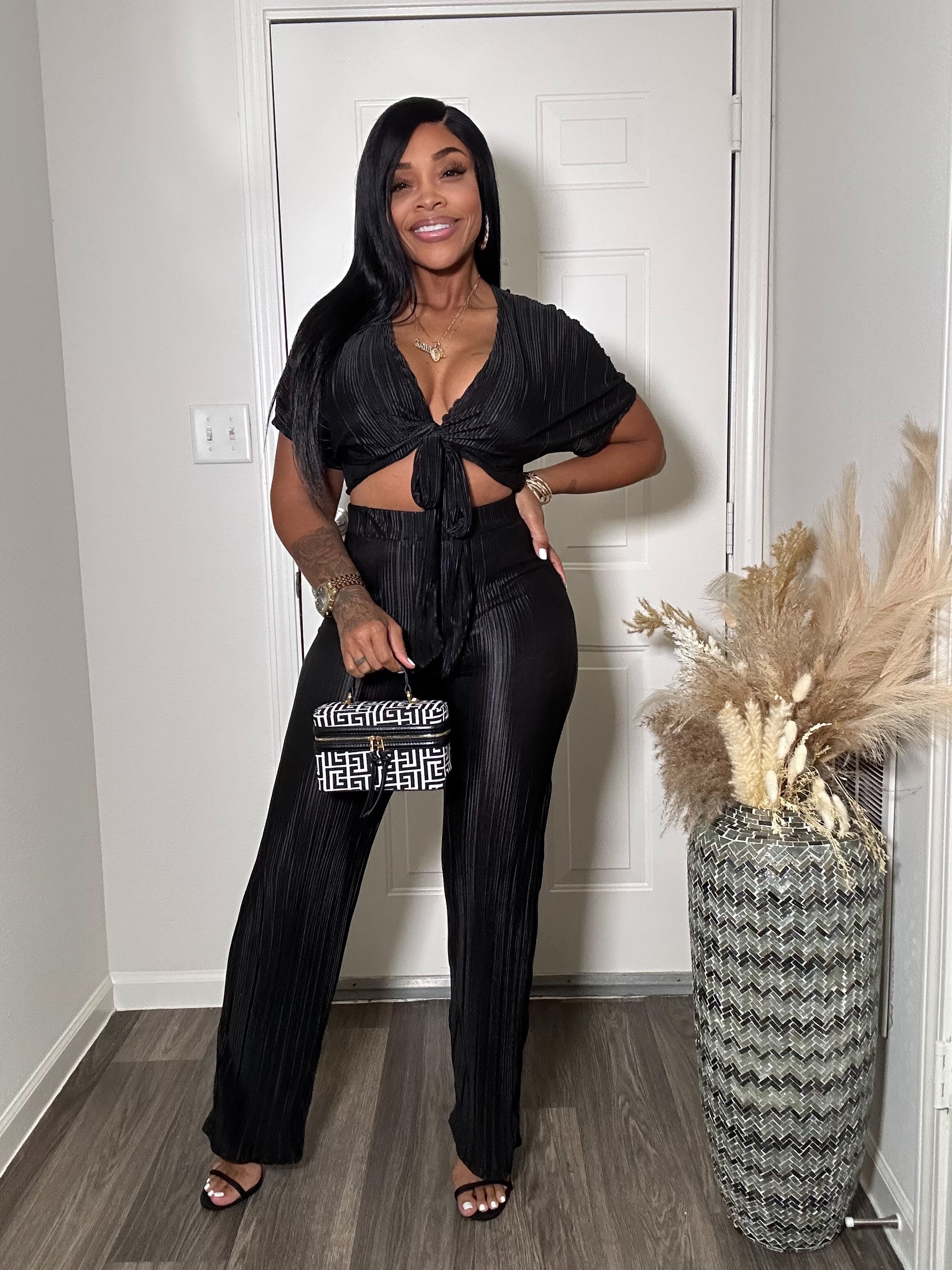 CRINKLE 2-PC PANTS SET