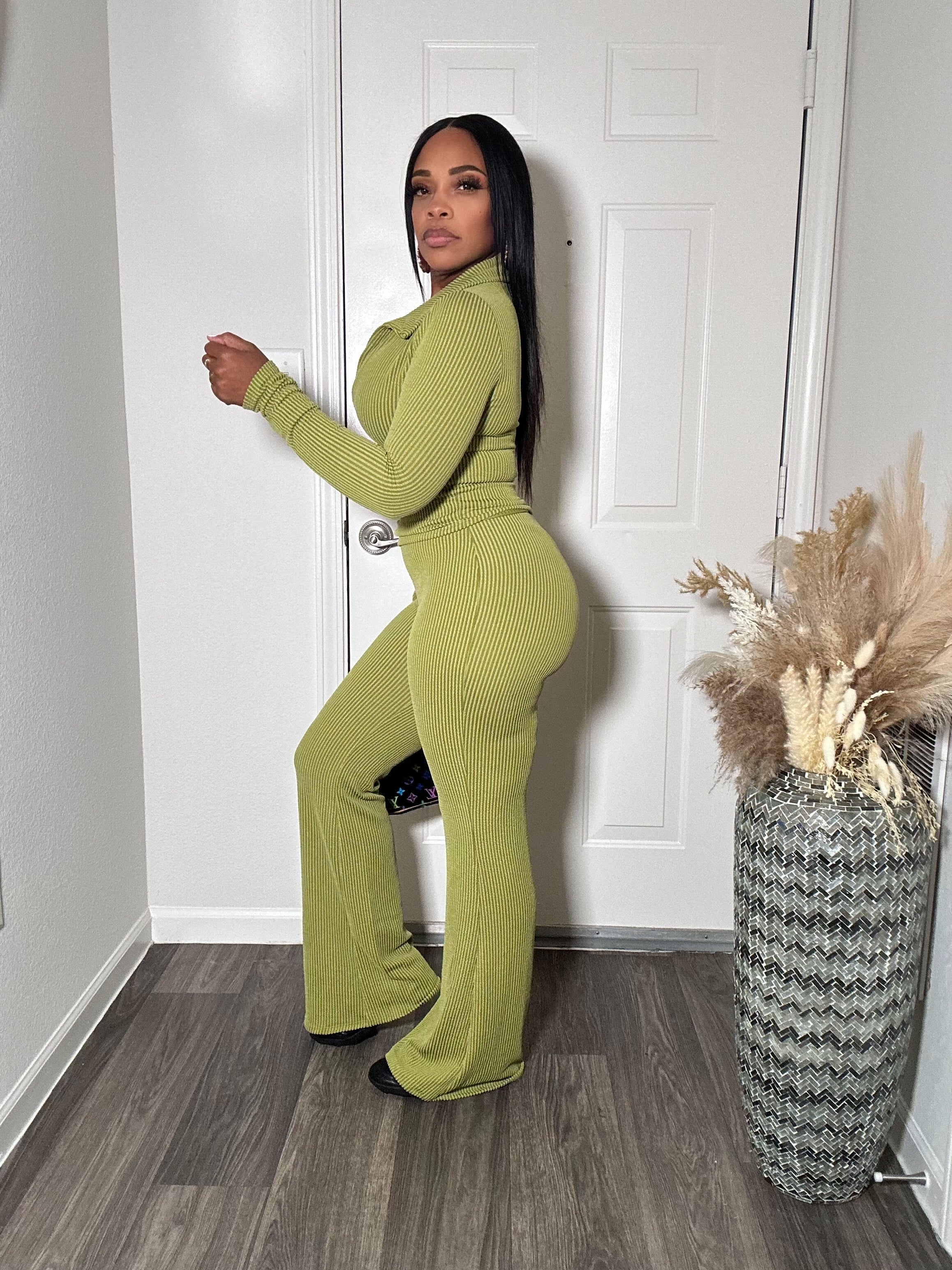 Ribbed long sleeve 2-pc Pants Set