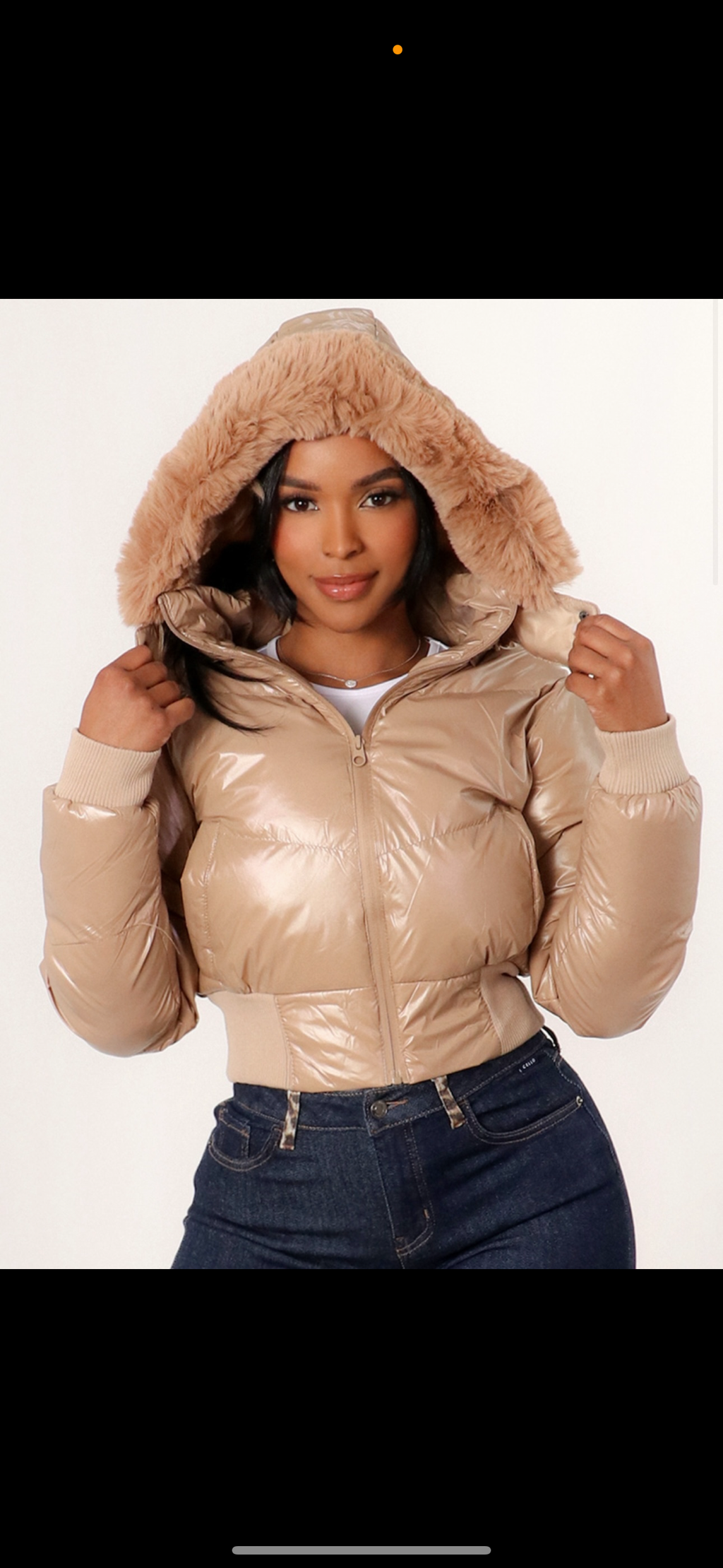 Bubble Coat With Detachable faux fur hood