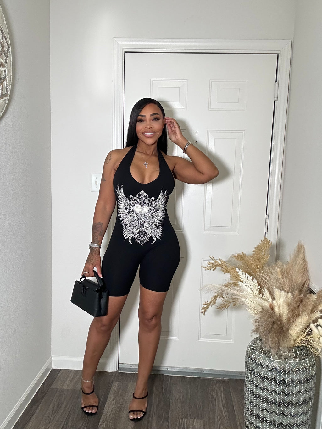 Bling Heart Halter Romper