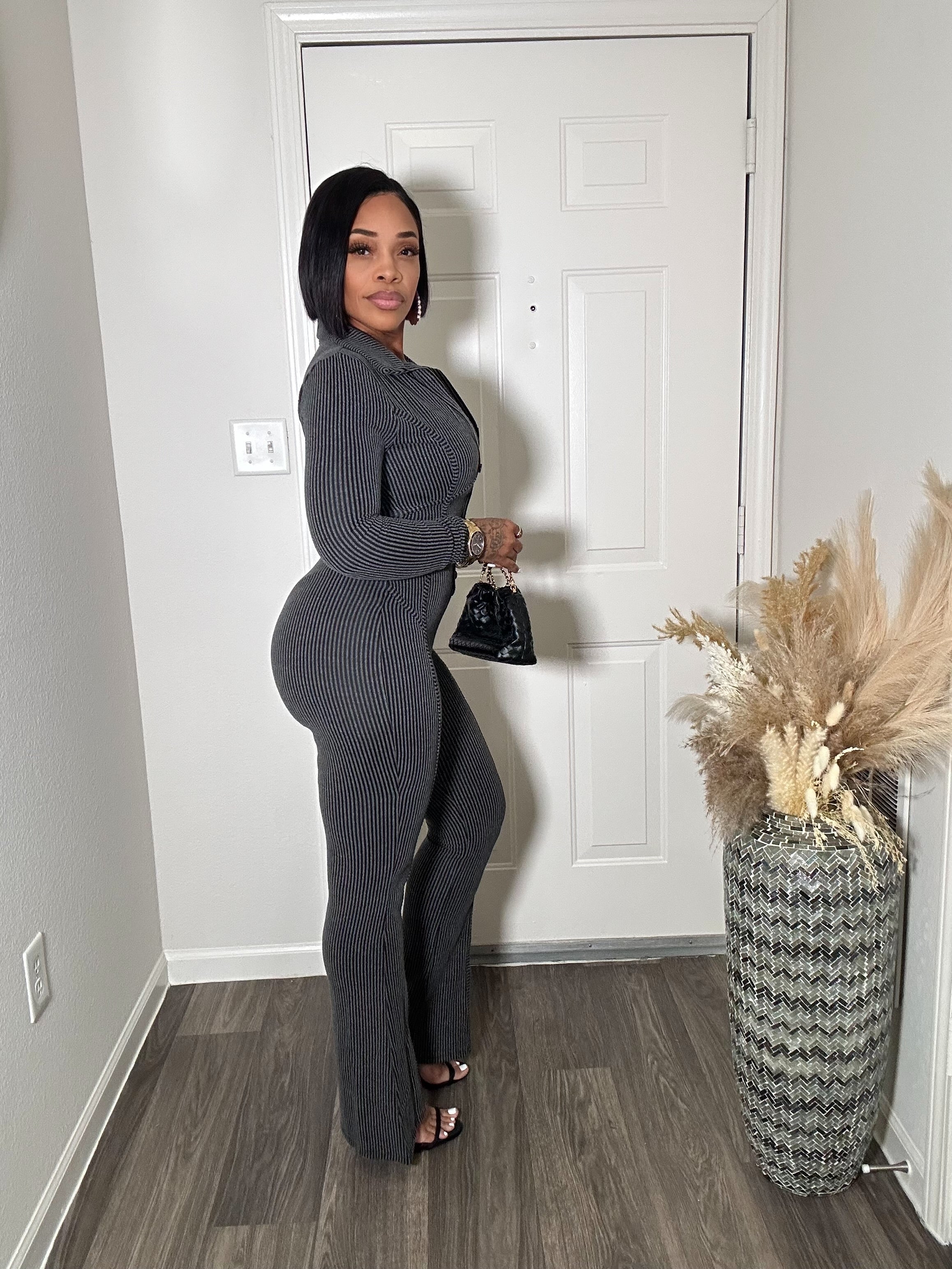 Black Mineral Wash Jumpsuit