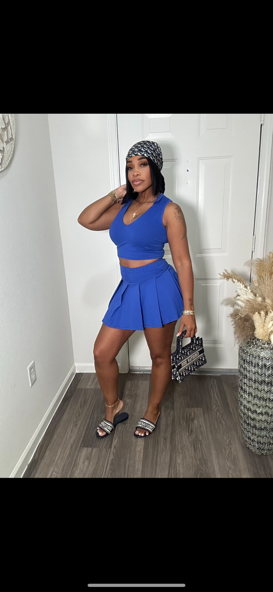 Grey Tennis Skirt & Top Set