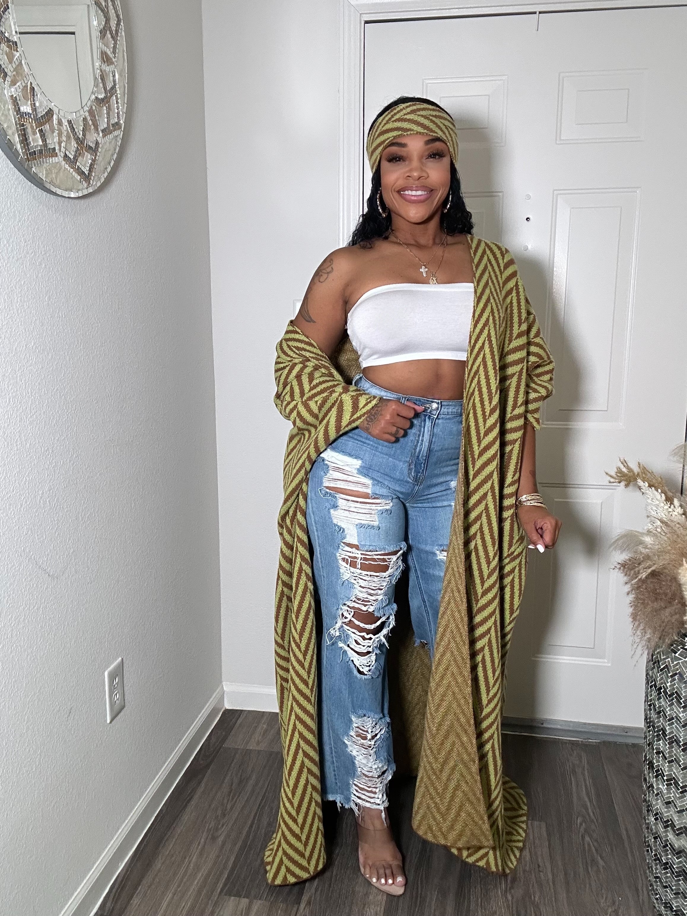 Chevron Kimono & Headwrap