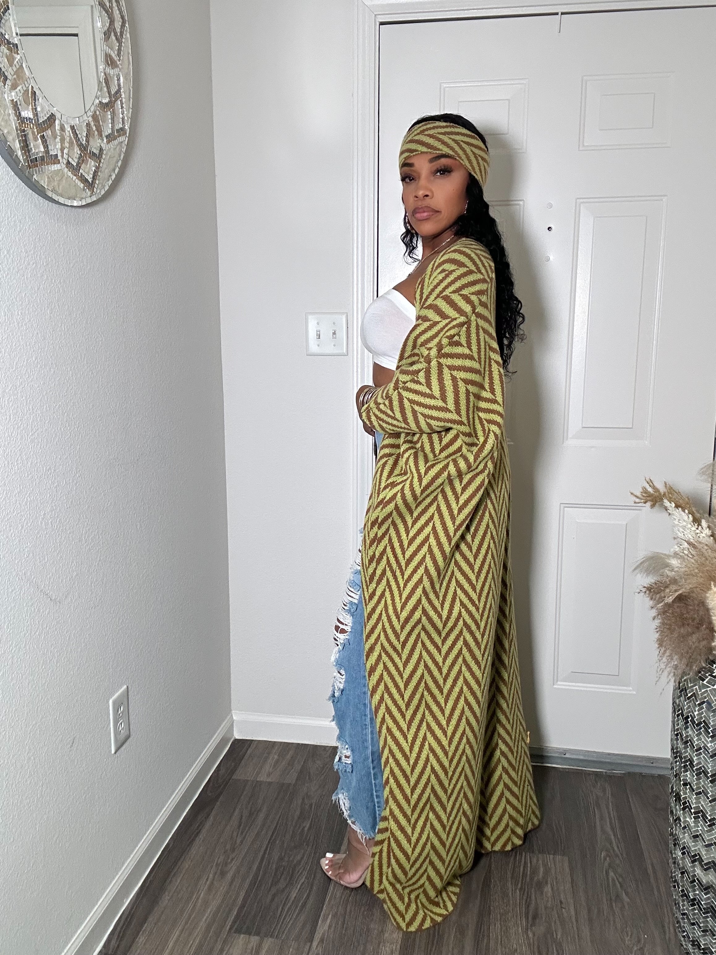 Chevron Kimono & Headwrap