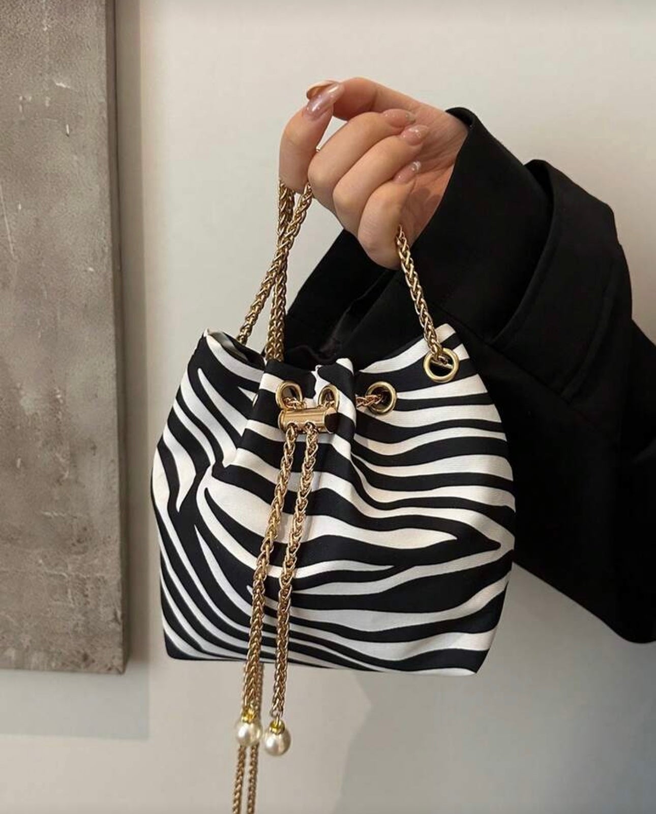 Zebra Mini Bag Gold Chain Strap