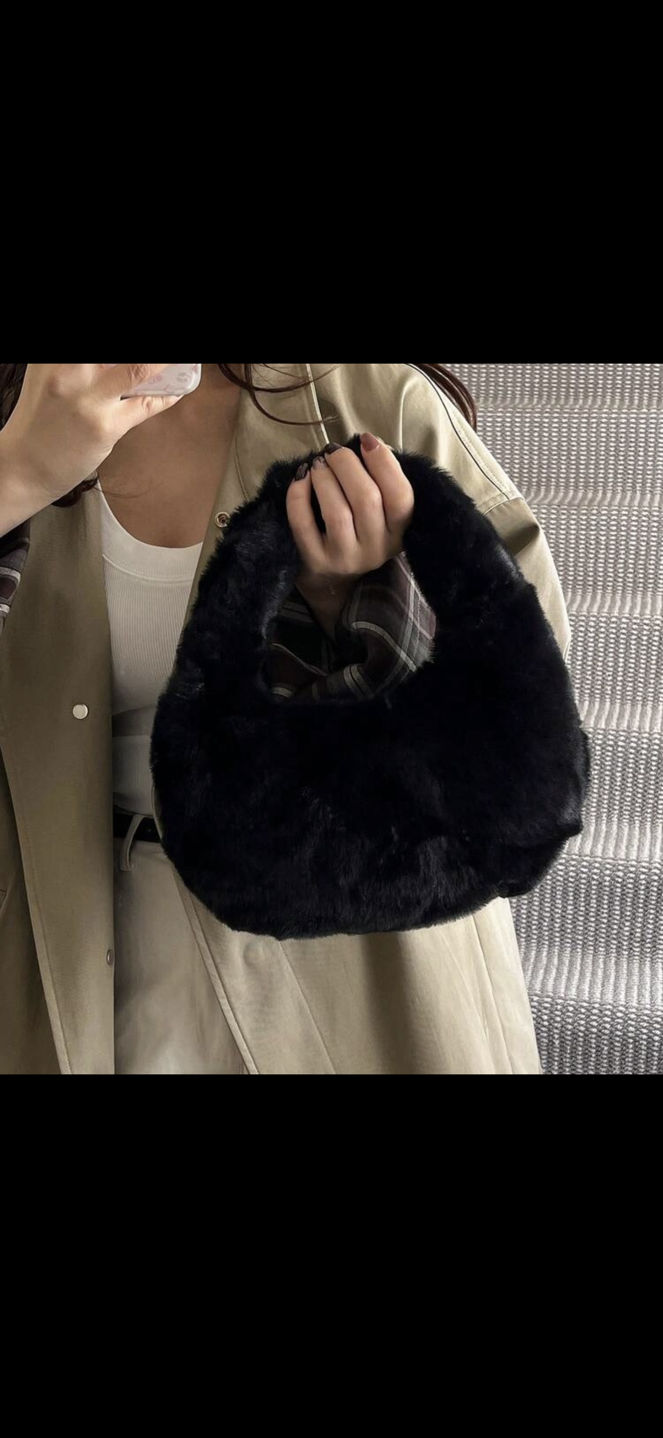 Black Fur Mini Bag